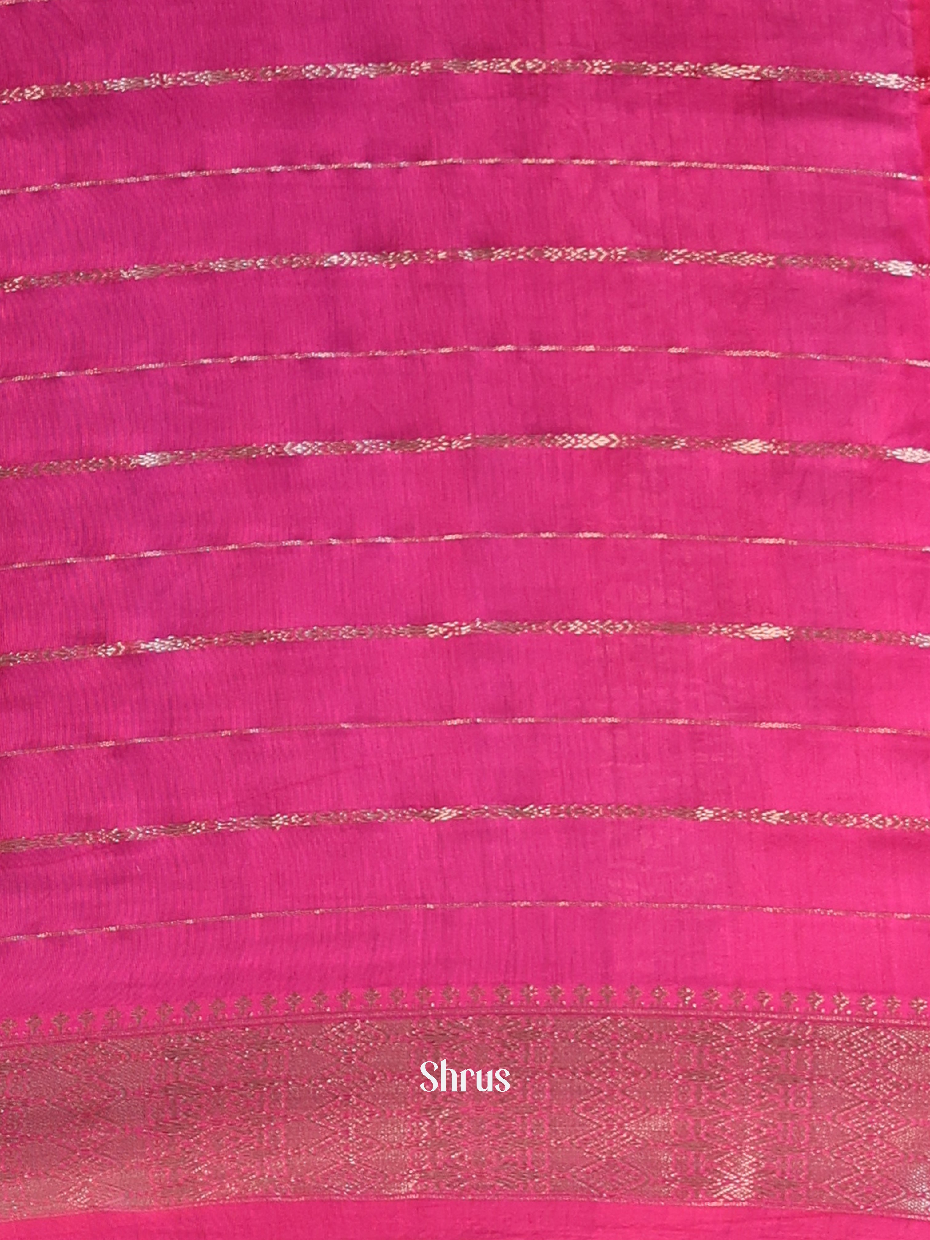 Blue & Pink - Semi Dupion Saree