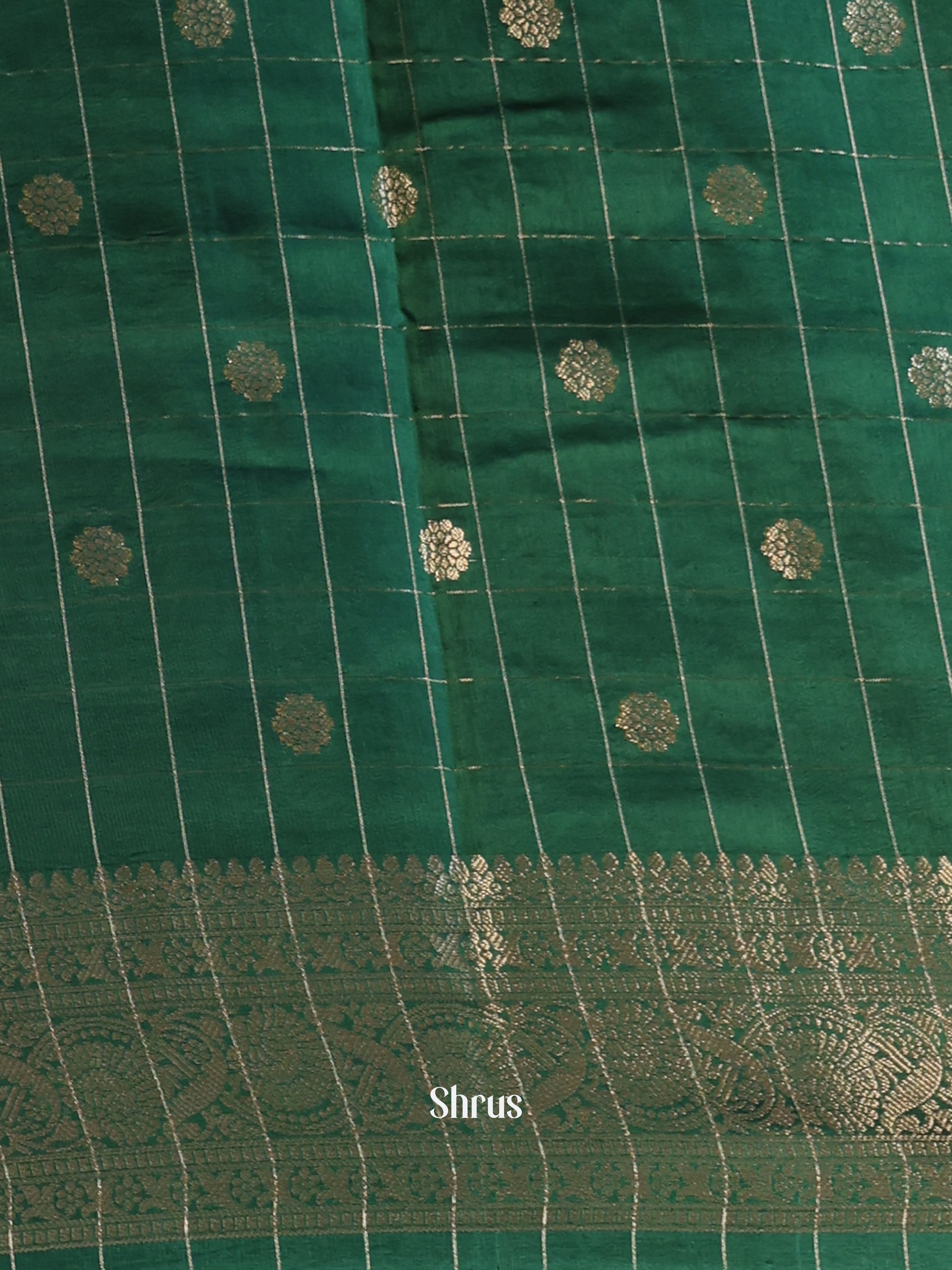 Wine & Green - Semi Dupion Saree