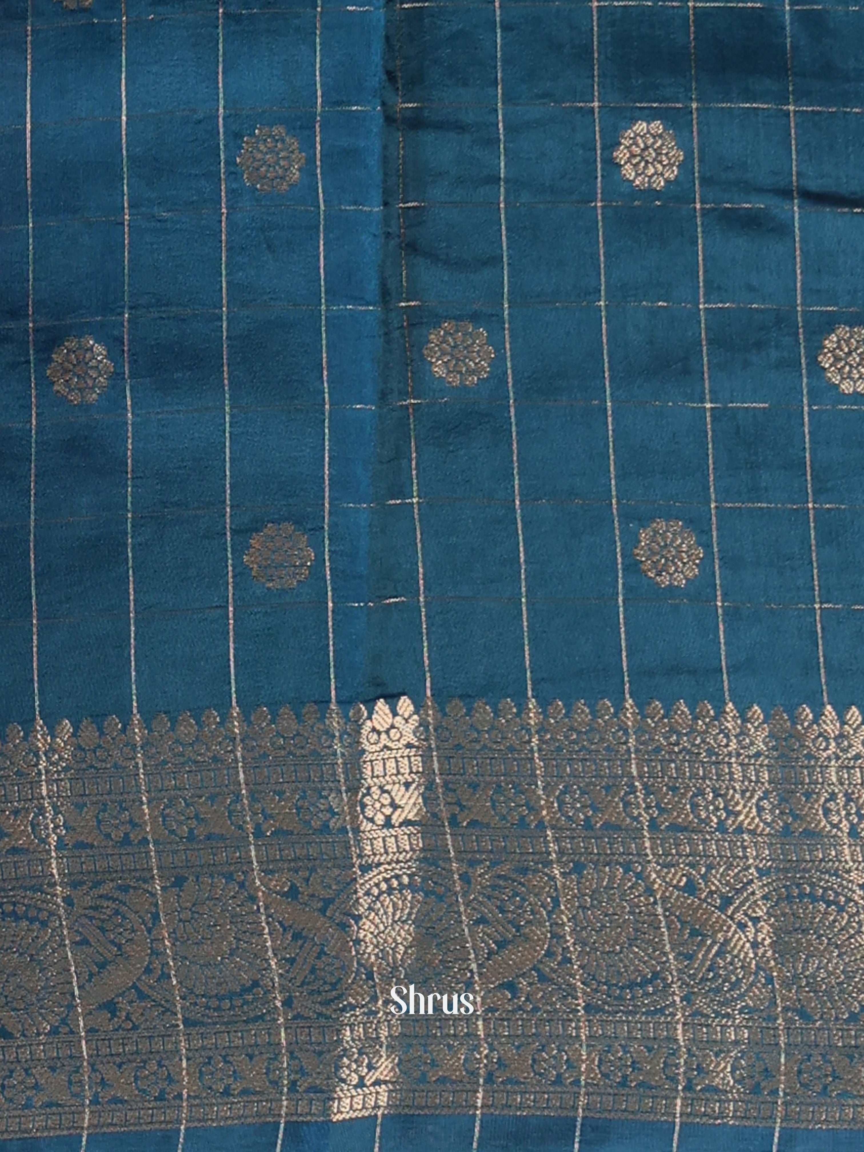 Pink & Blue  - Semi Dupion Saree