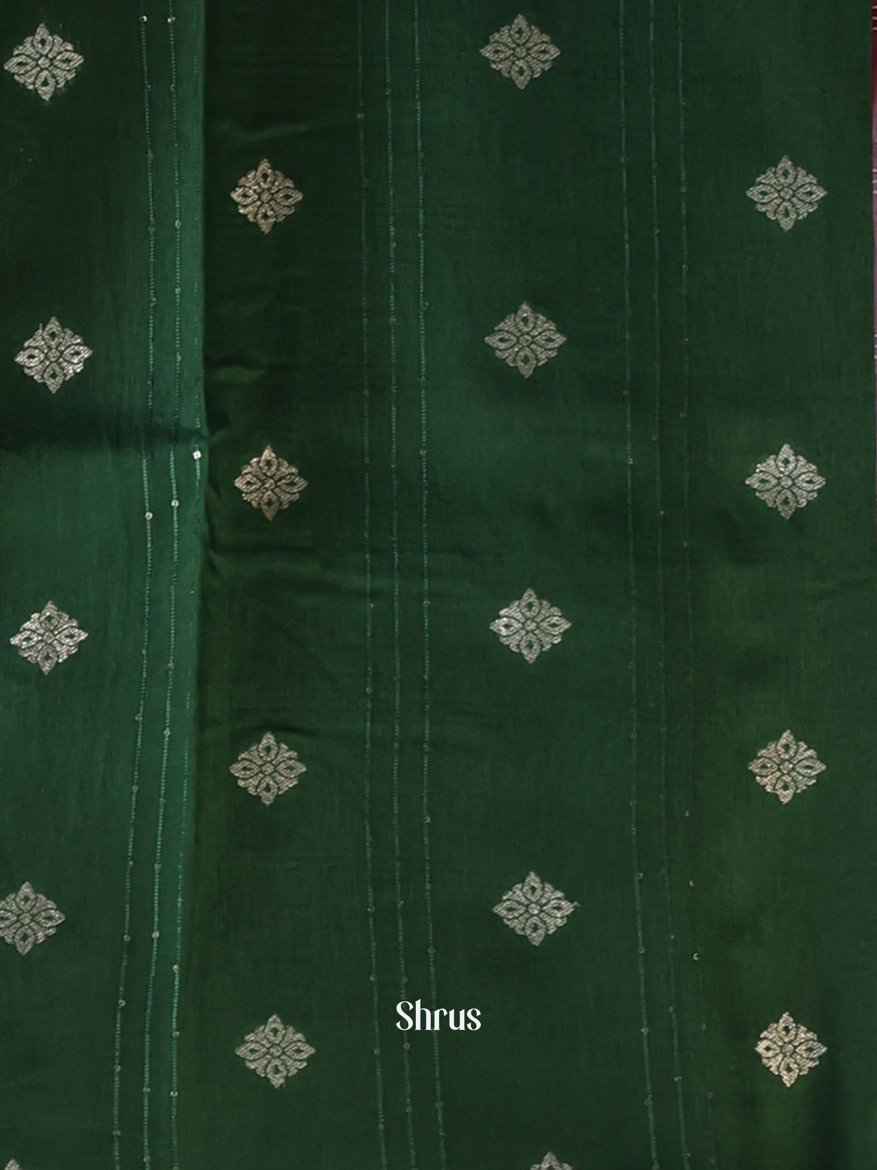 Wine & Green - Semi Organza Saree