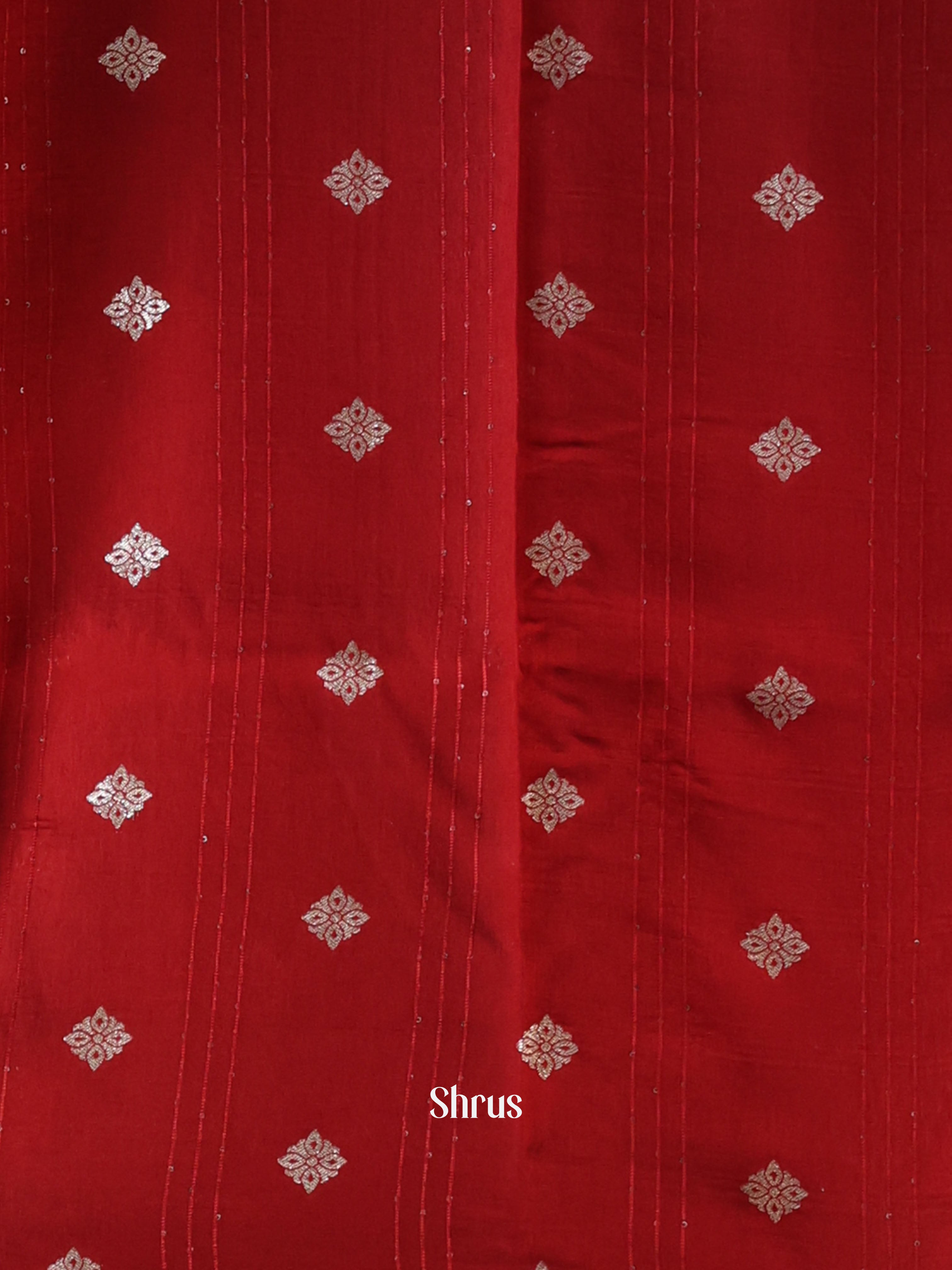 Blue & Red - Semi Organza Saree