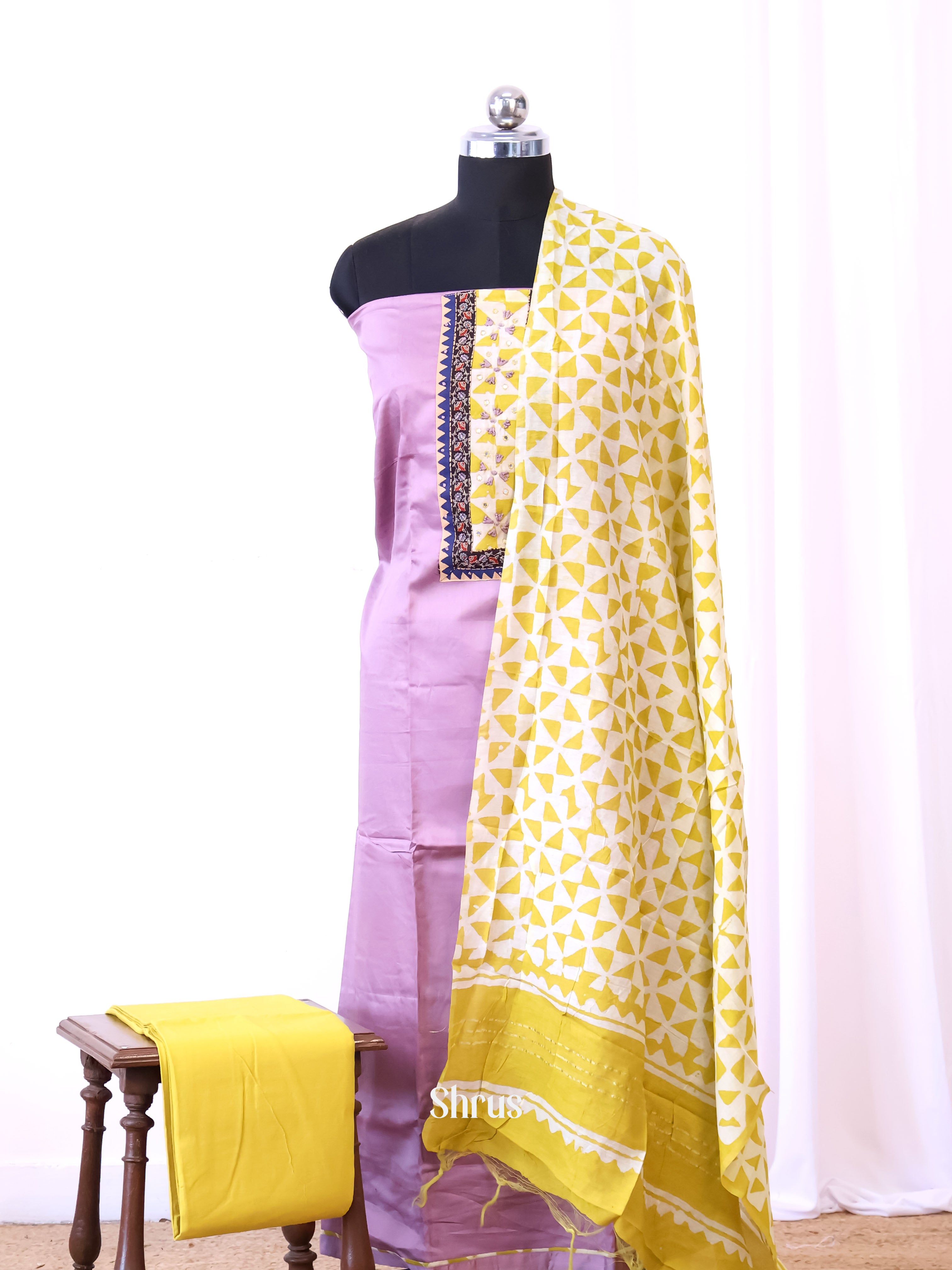 Purple & Yellow - Cotton salwar