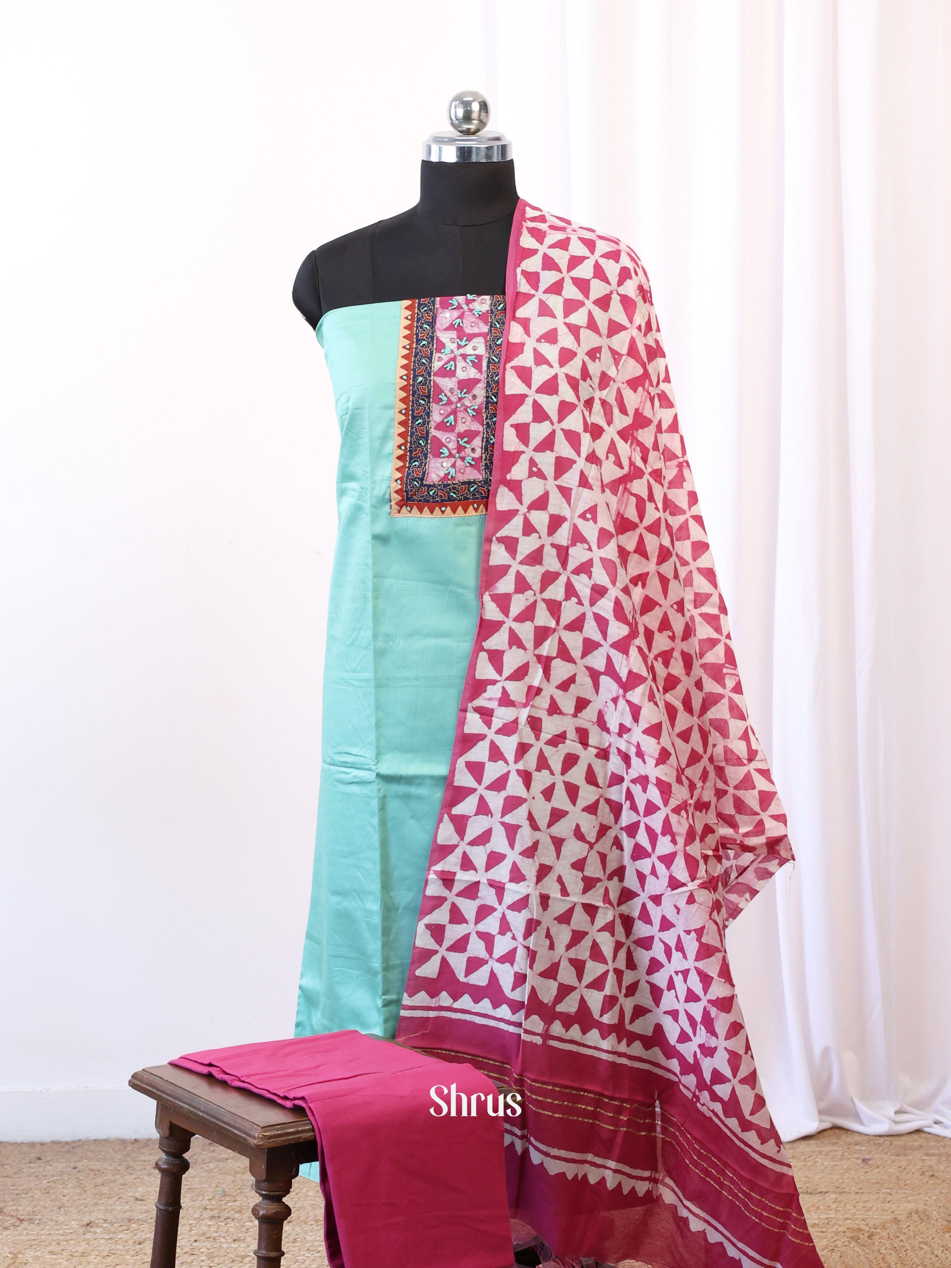 Blue & Pink- Cotton salwar