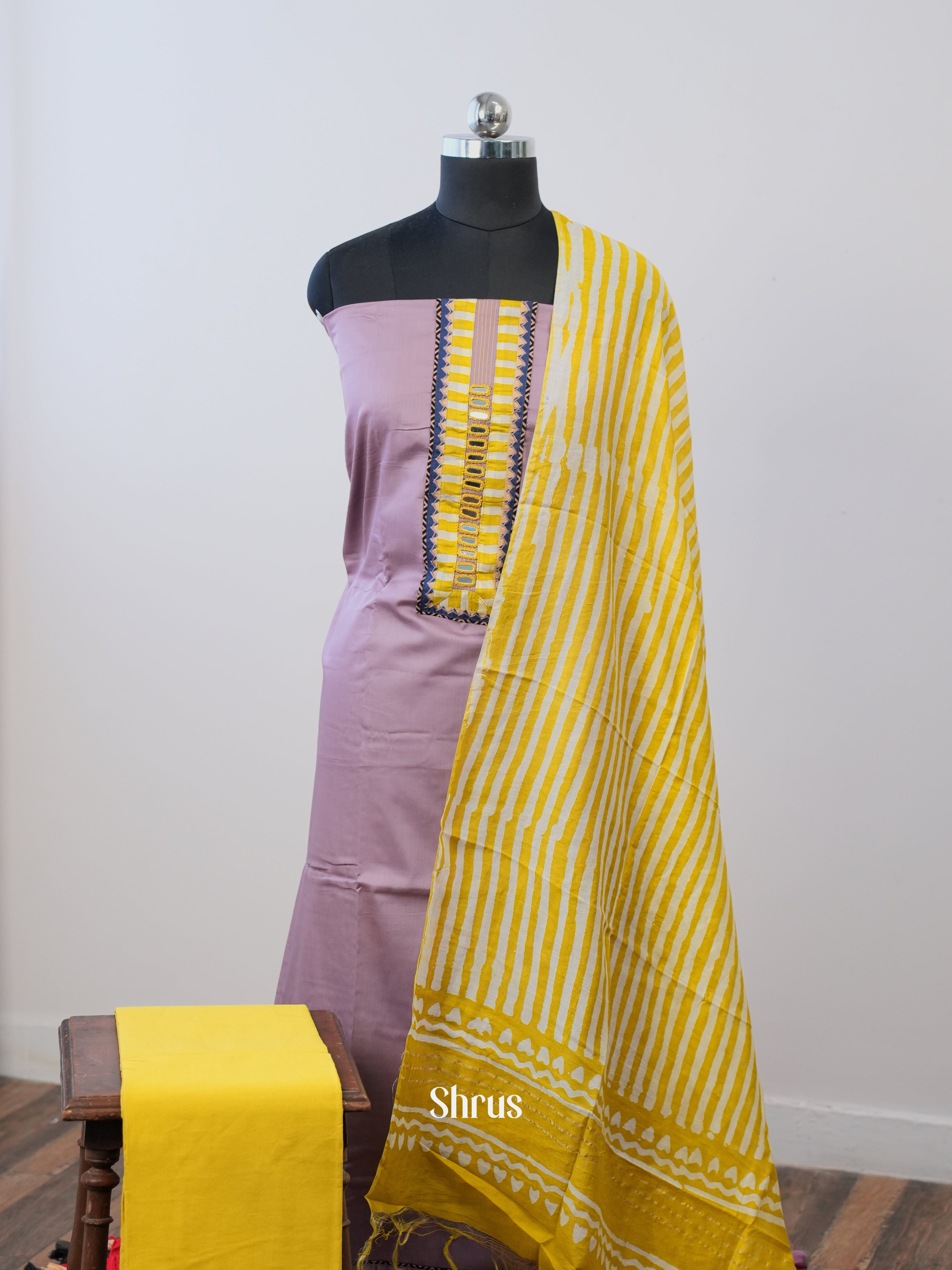 Purple & Yellow - Cotton salwar