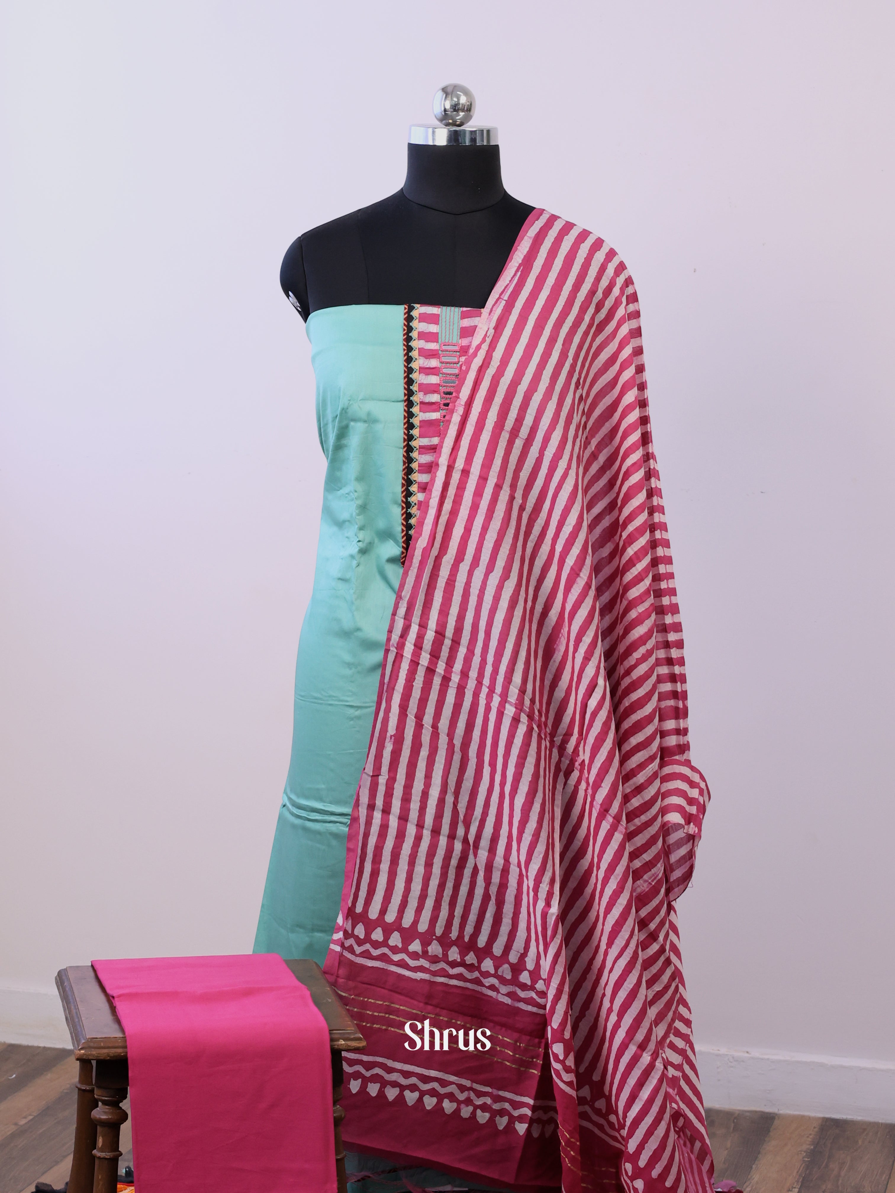 Teal & Pink - Cotton salwar