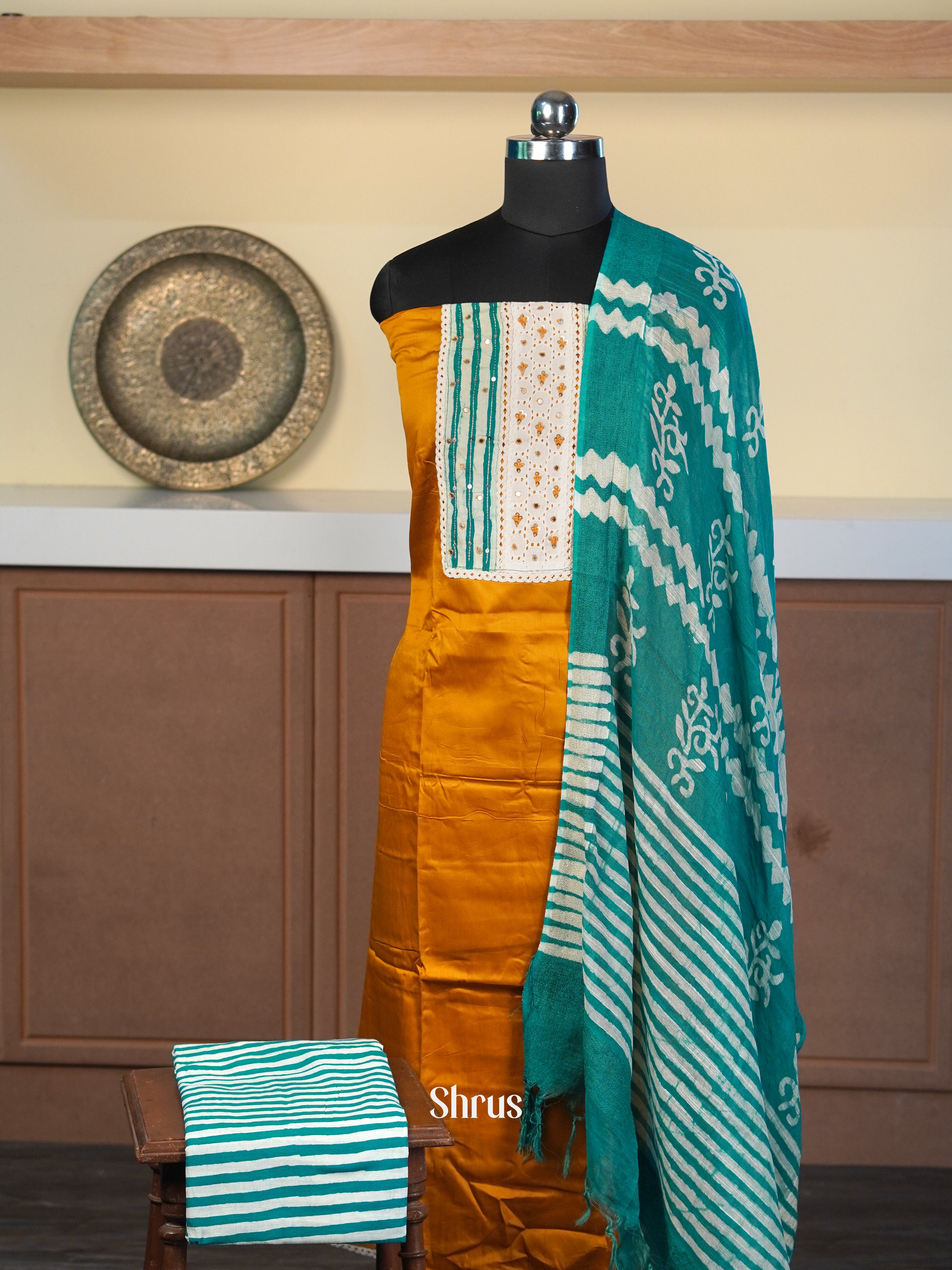 Orange & Green - Cotton salwar