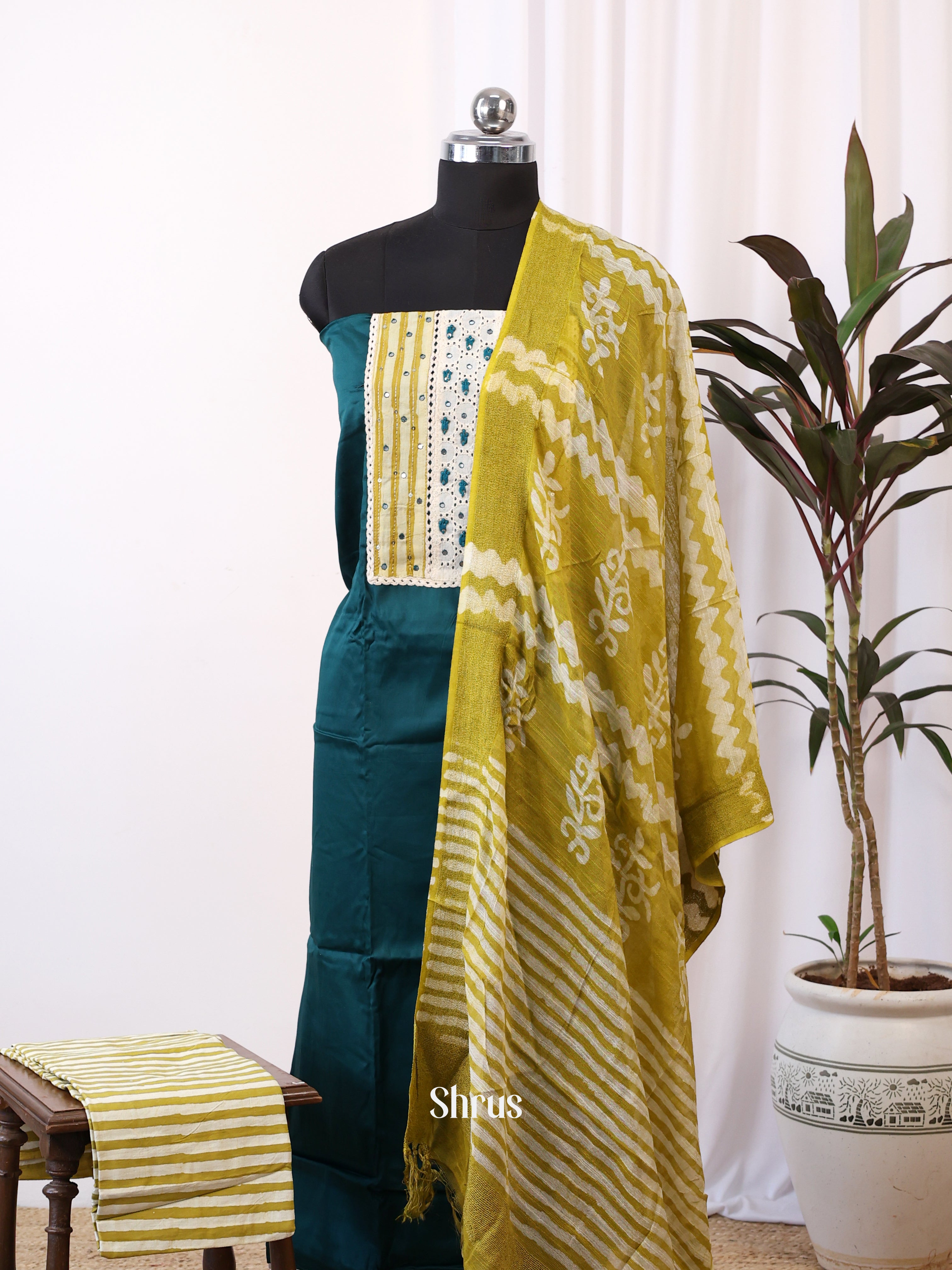 Dark Green  & Light Green - Cotton salwar