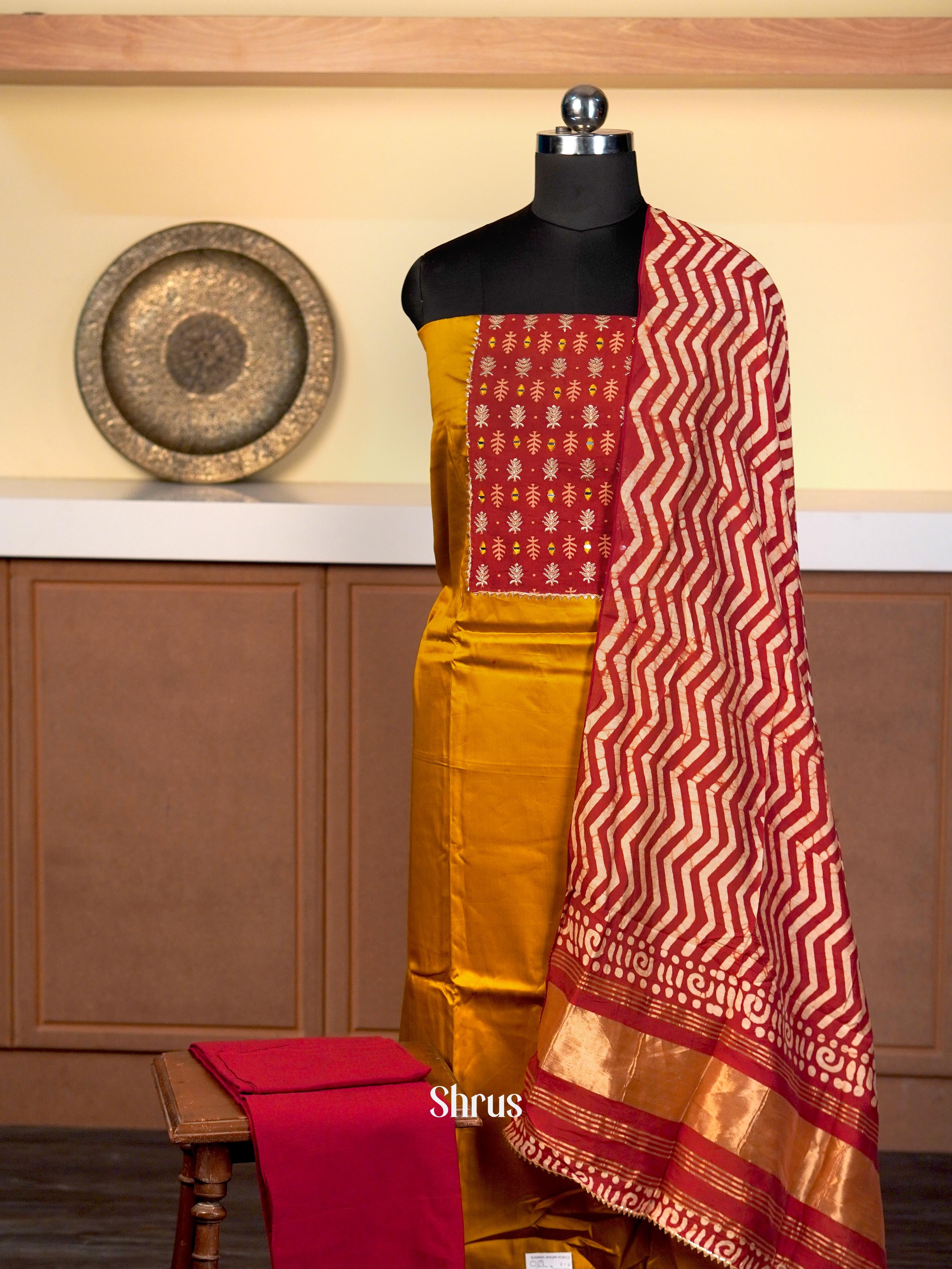 Mustard & Red - Cotton salwar