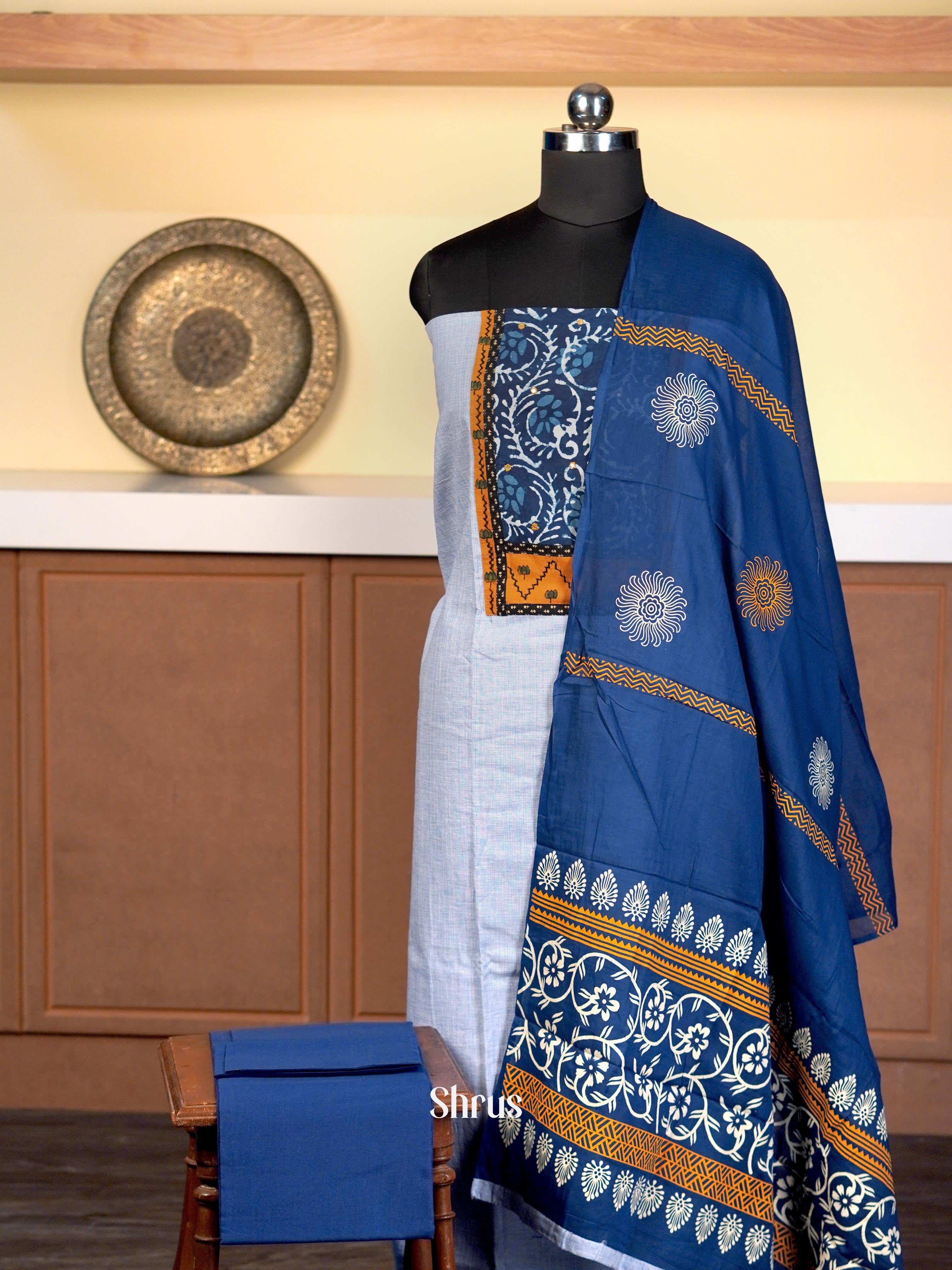 Lite Blue & Blue - Cotton salwar