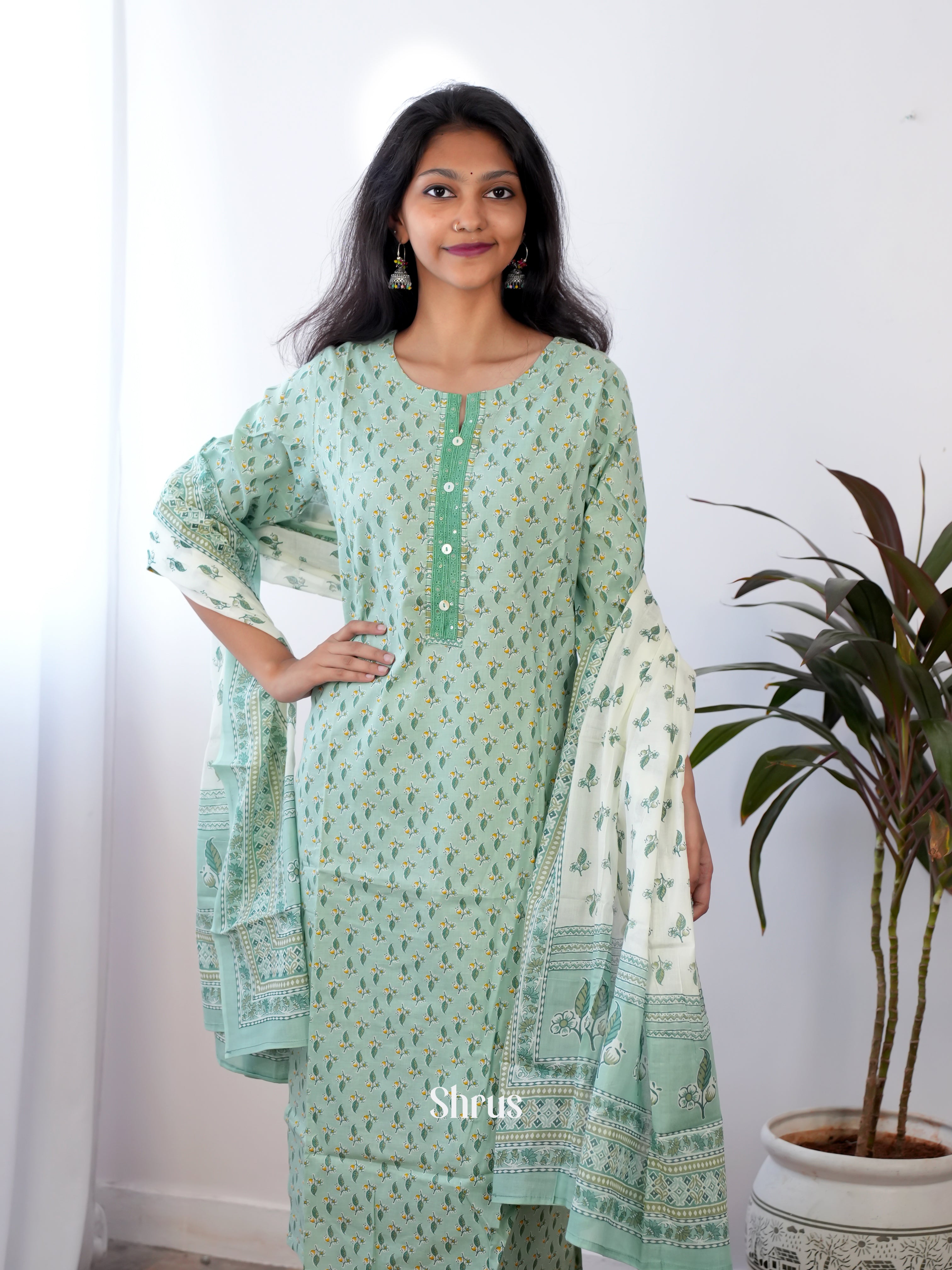 Green -3pc Casual Readymade Suits