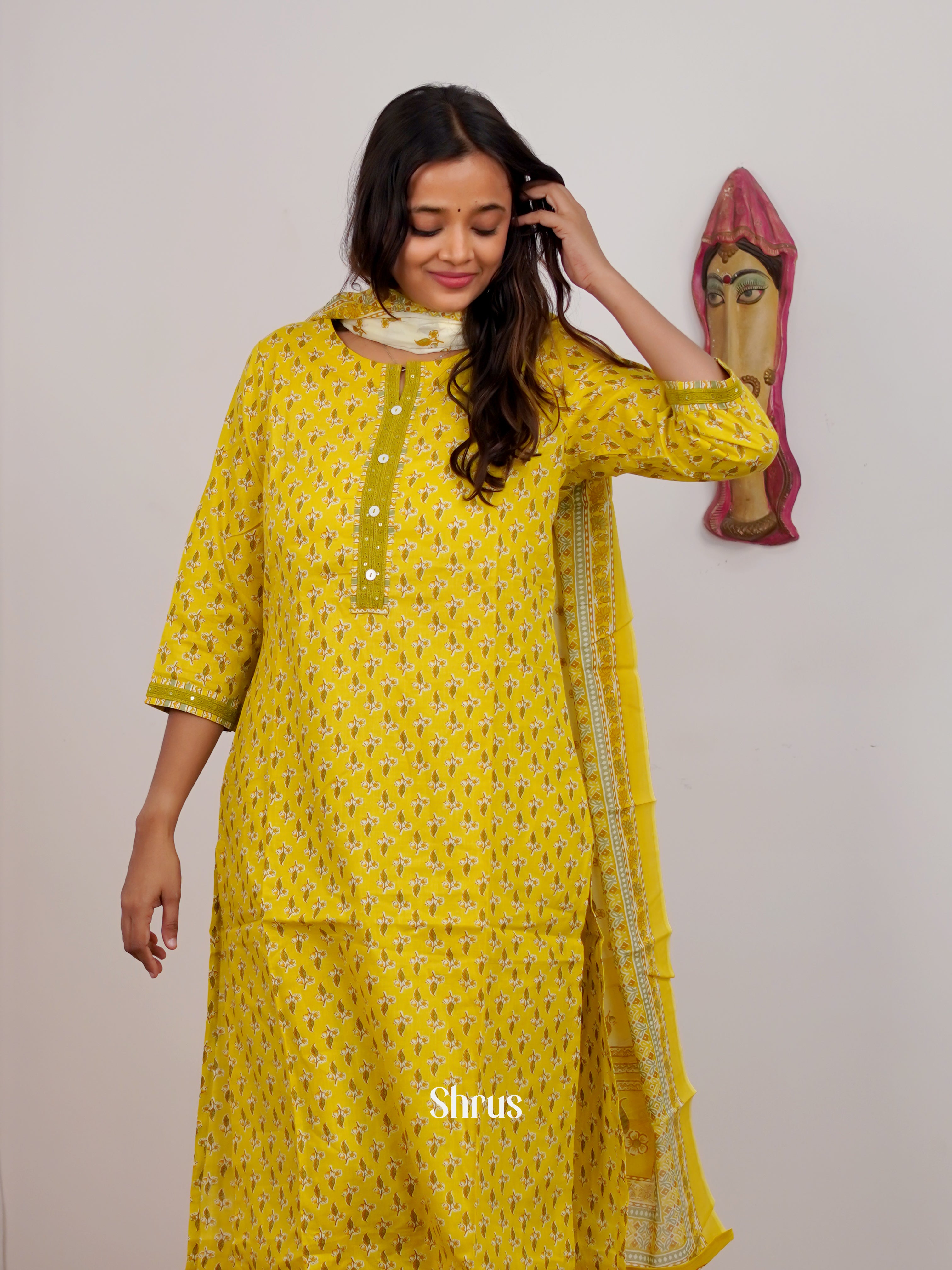 Yellow & Cream - 3pc Readymade Suits