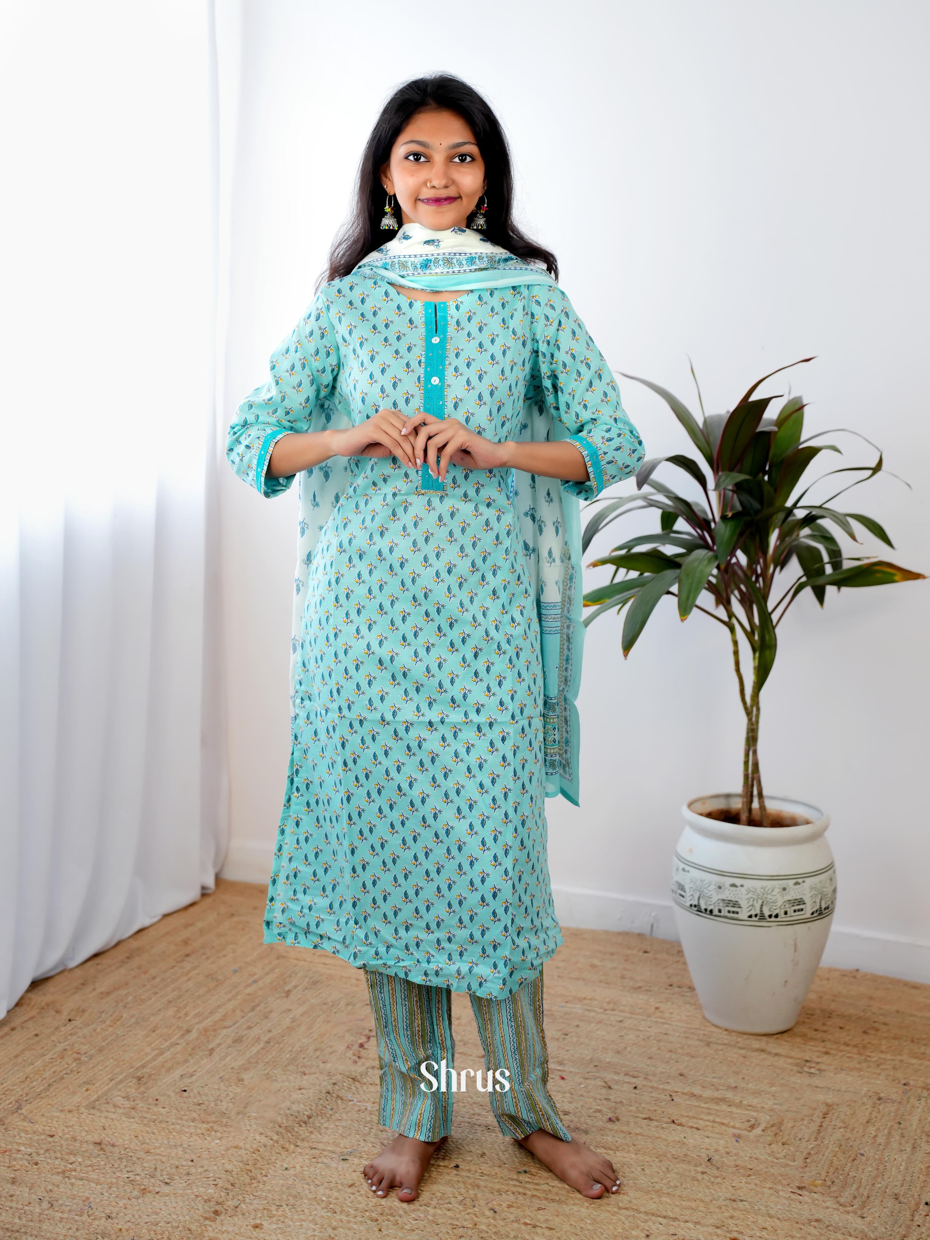 Blue -3pc Casual  Readymade Suits