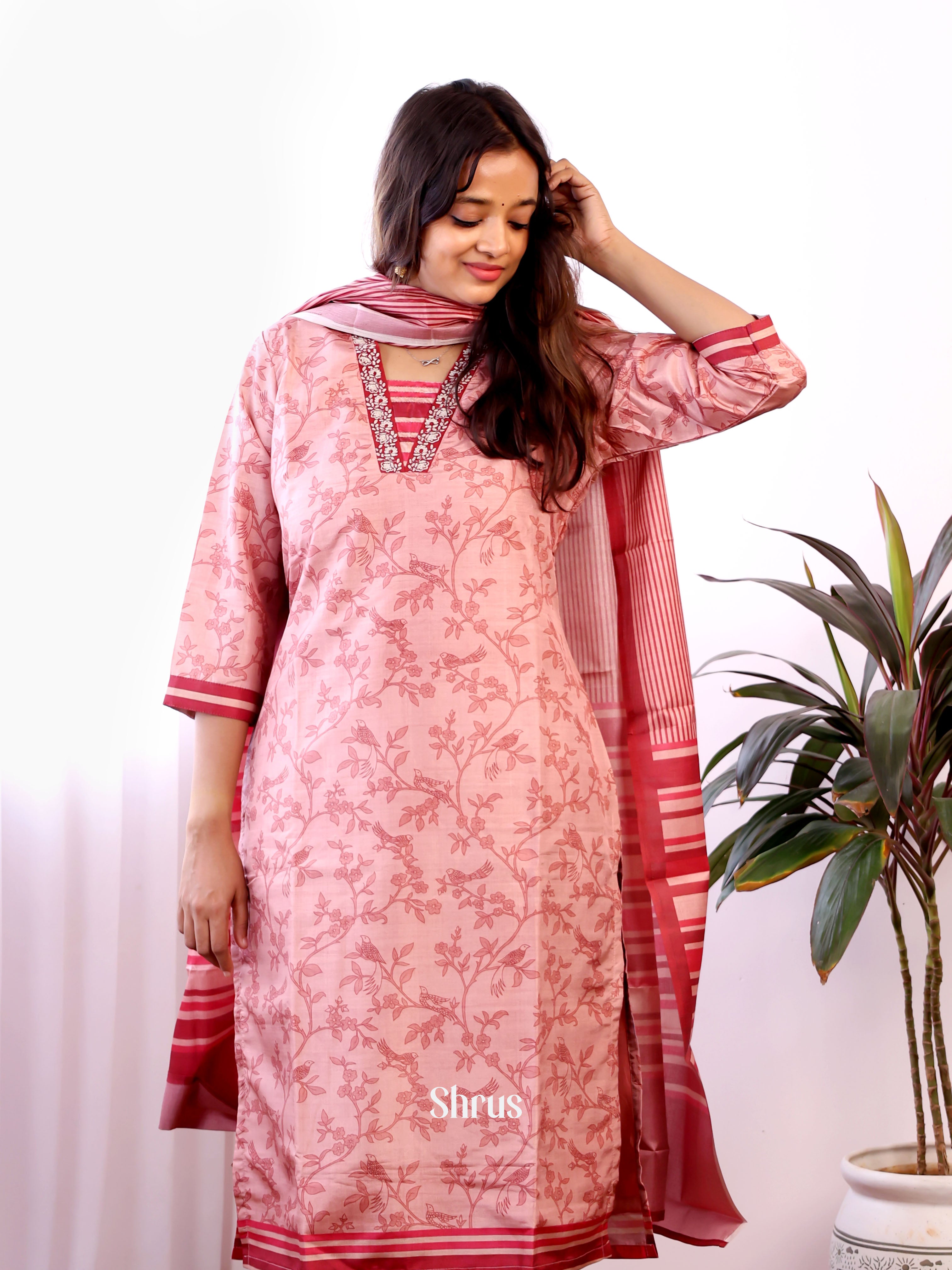 Pink & Red -3pc Readymade Suits