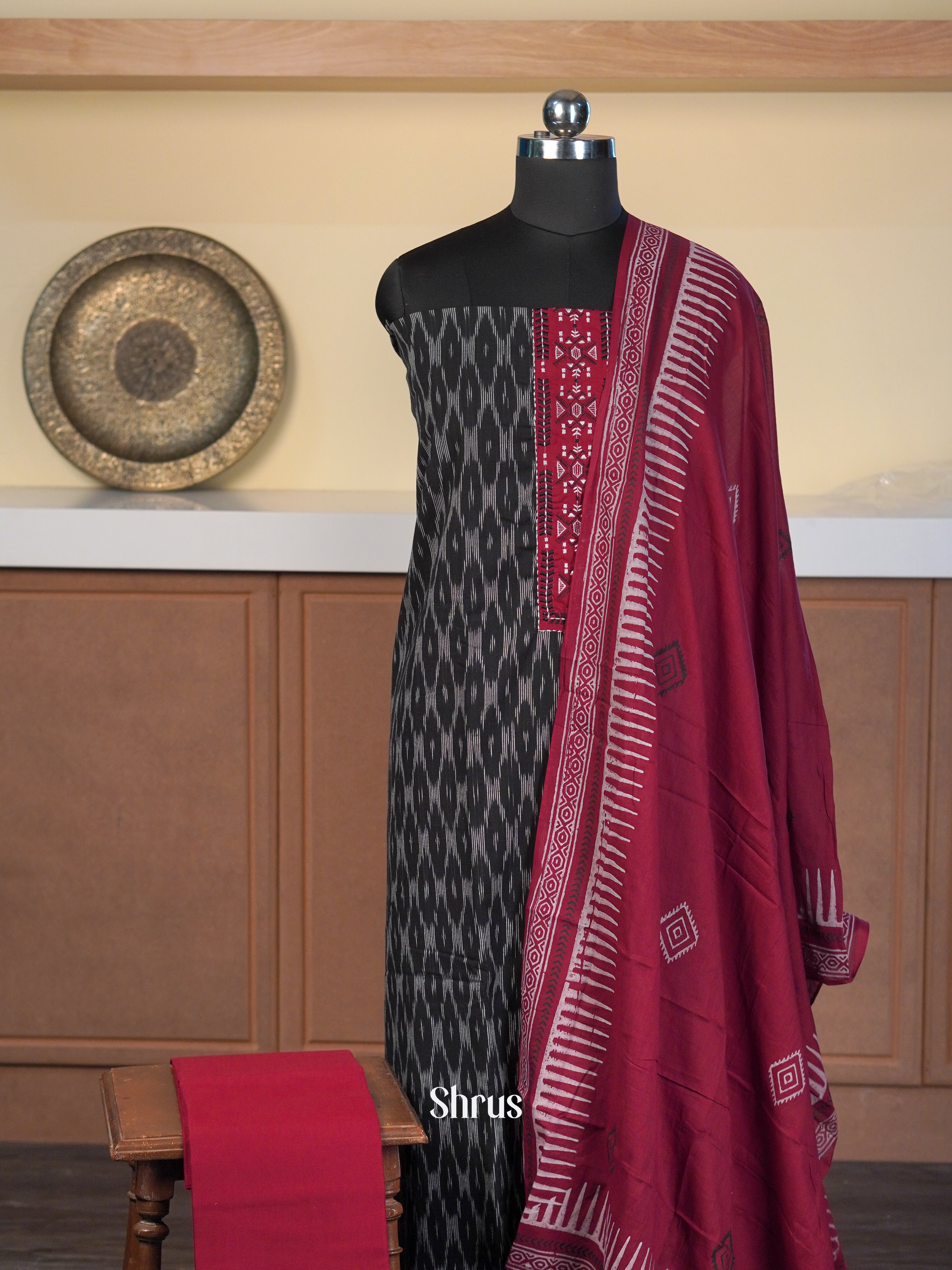 Black & Maroon - Cotton salwar