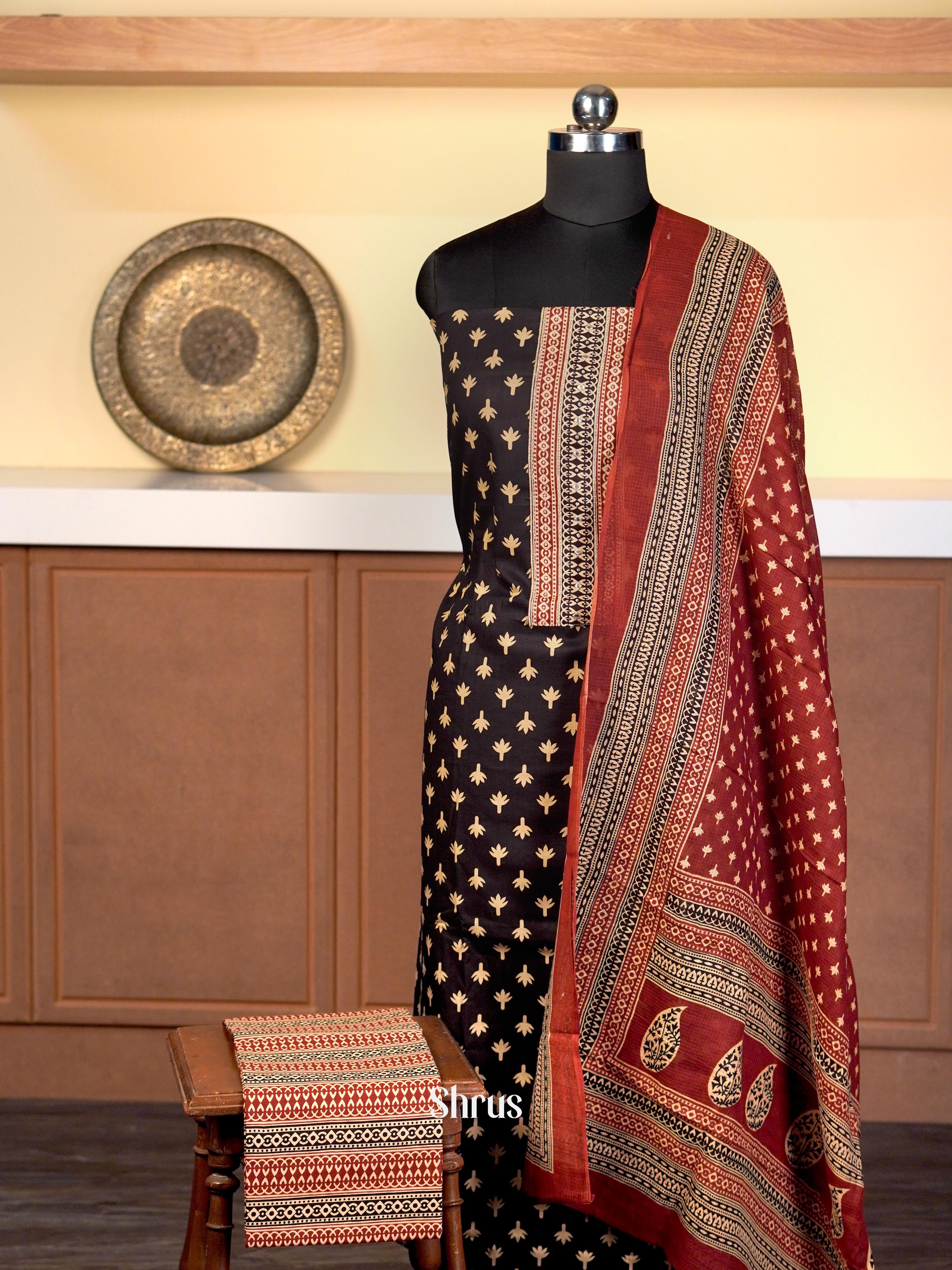 Black & Maroon - Cotton salwar