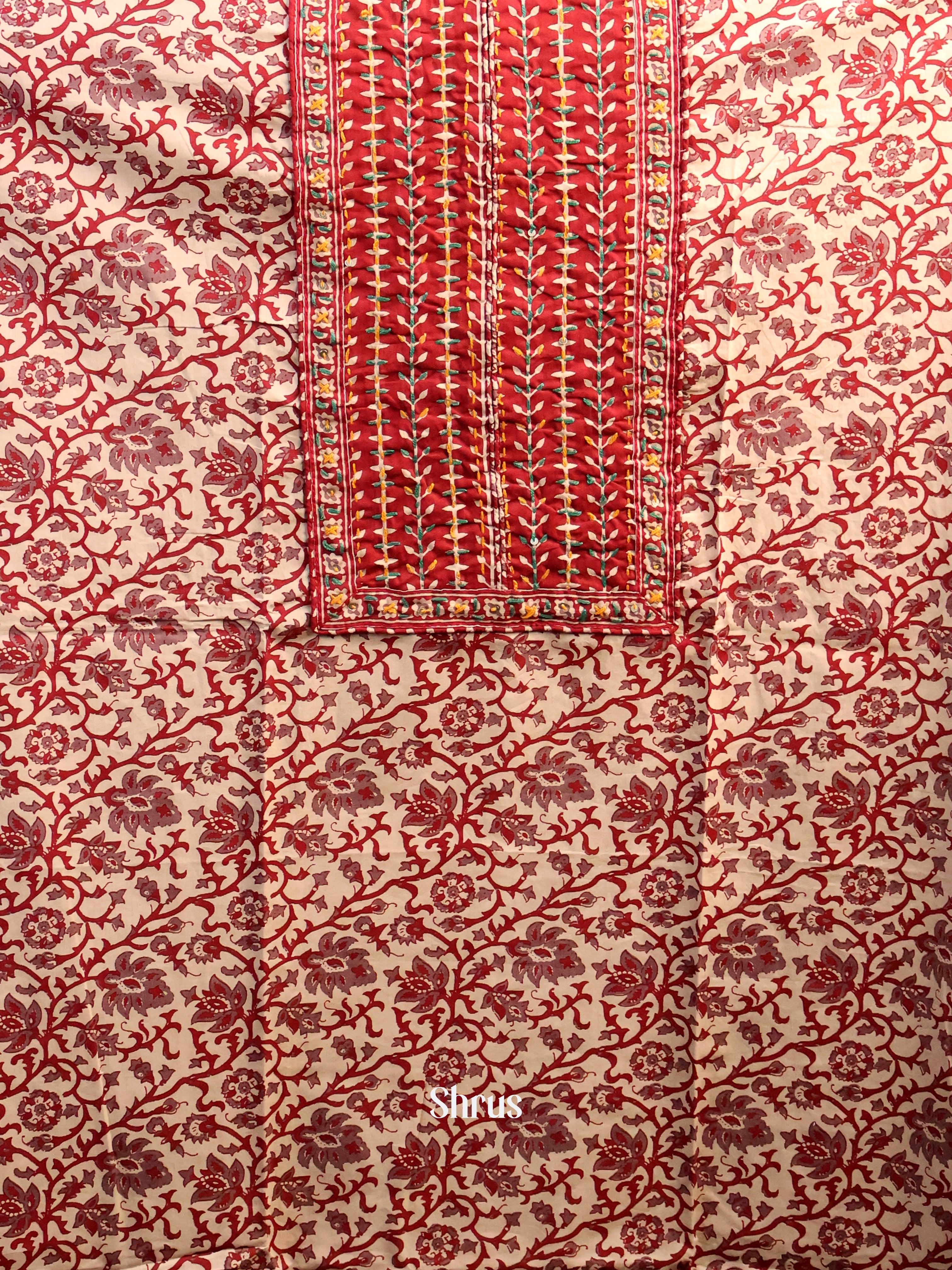 Cream & Maroon - Cotton salwar - Shop on Shrus.com