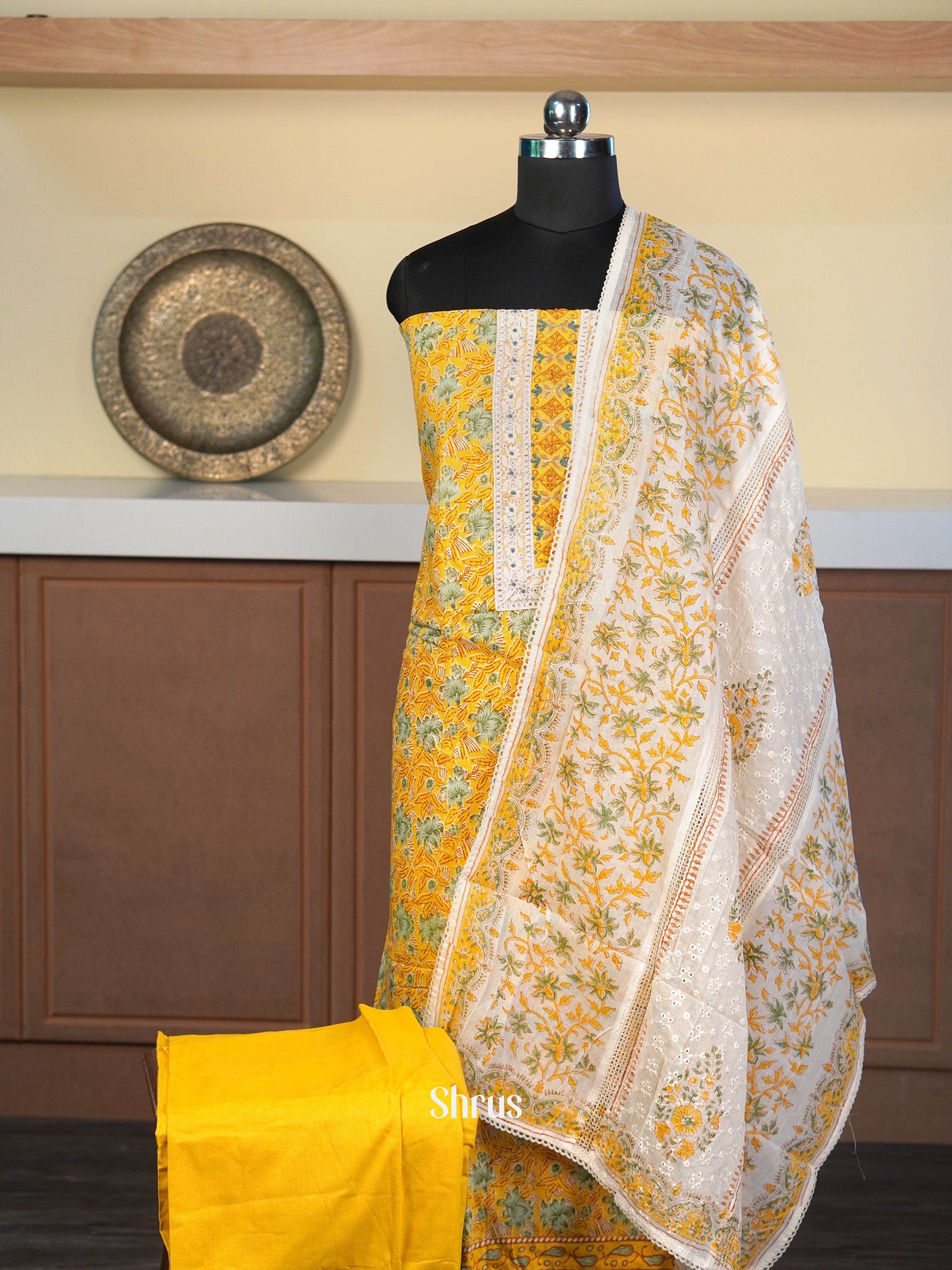 Yellow & Cream - Cotton salwar