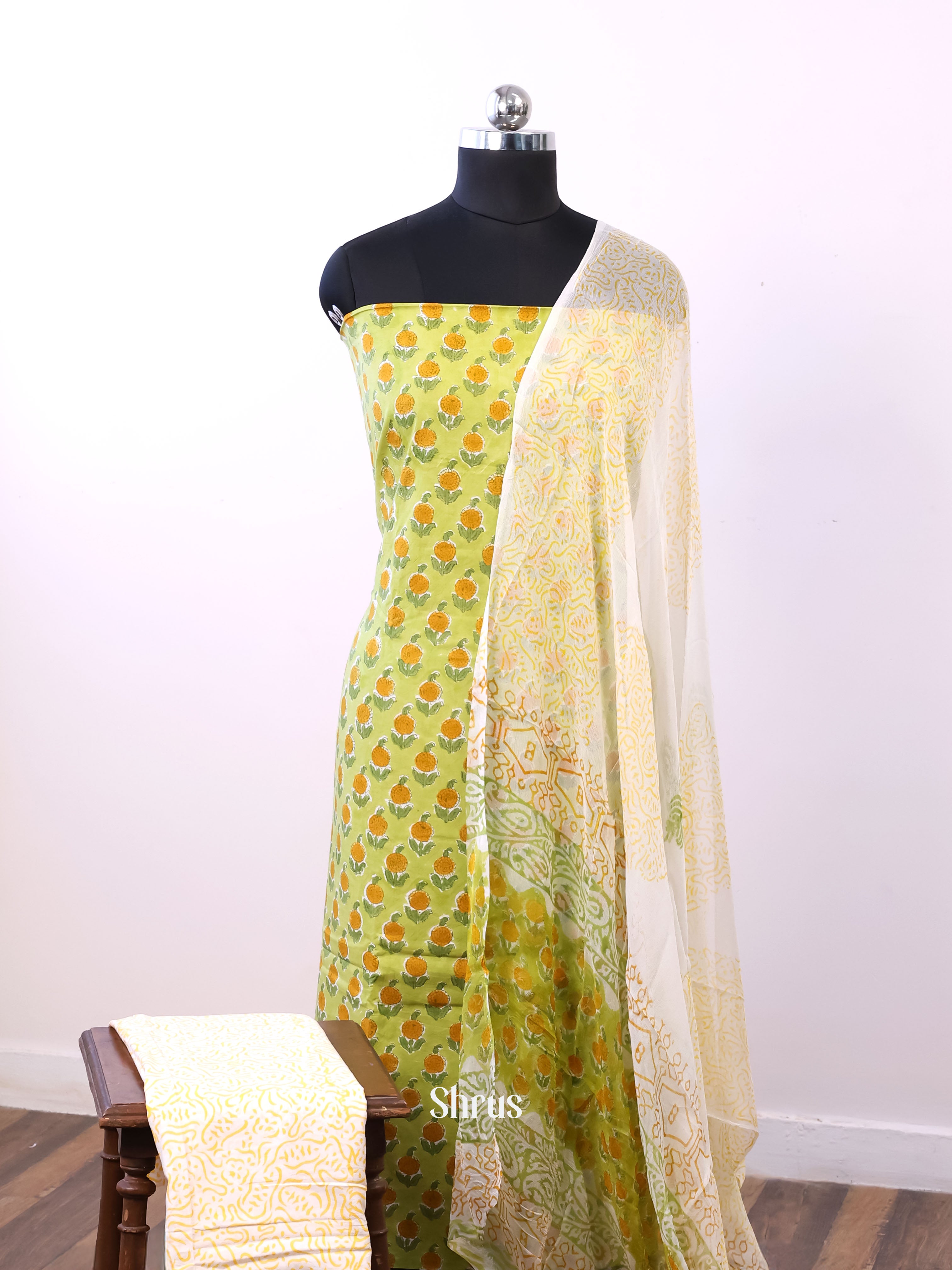 Green & Cream- Cotton salwar