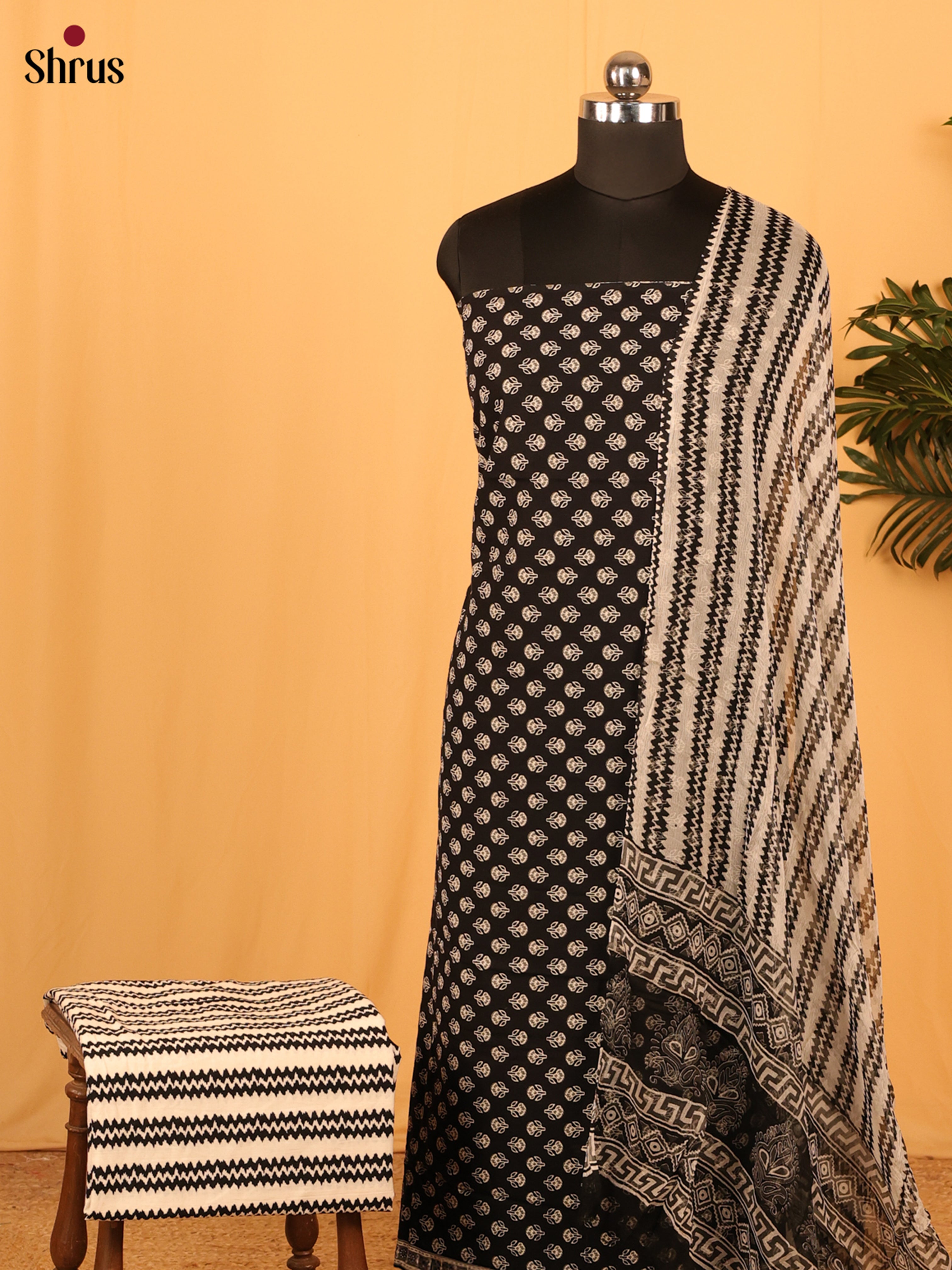 Black & Cream - Cotton salwar