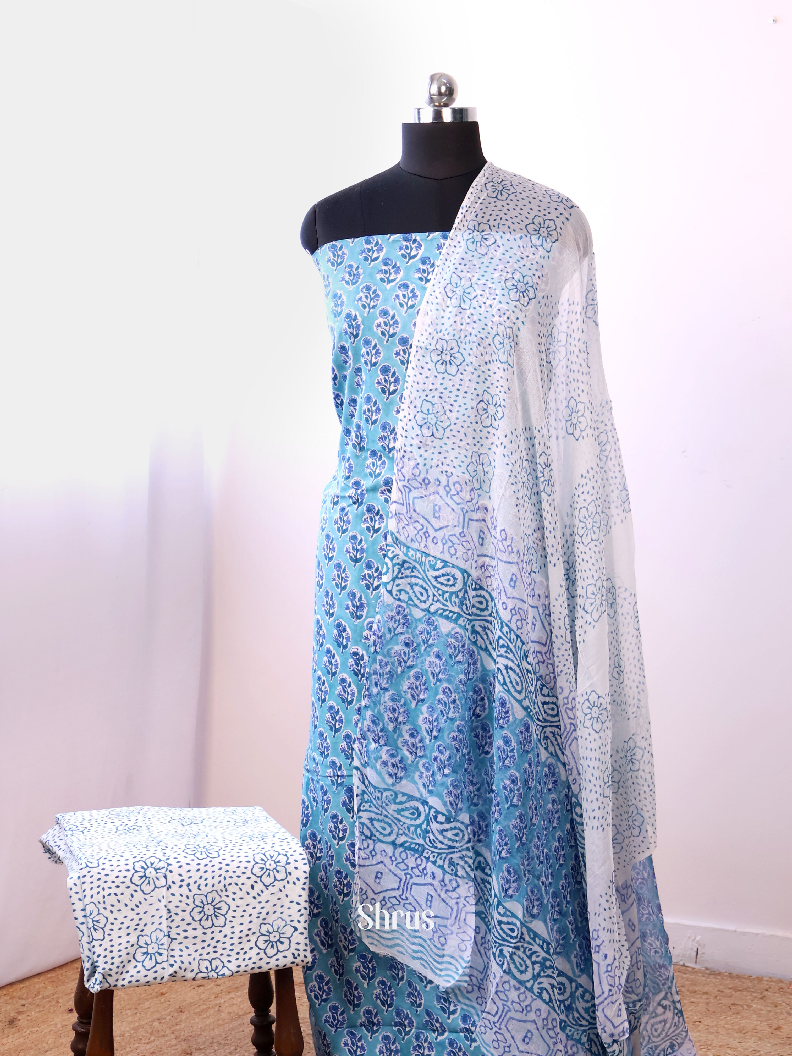 Blue & White- Cotton salwar