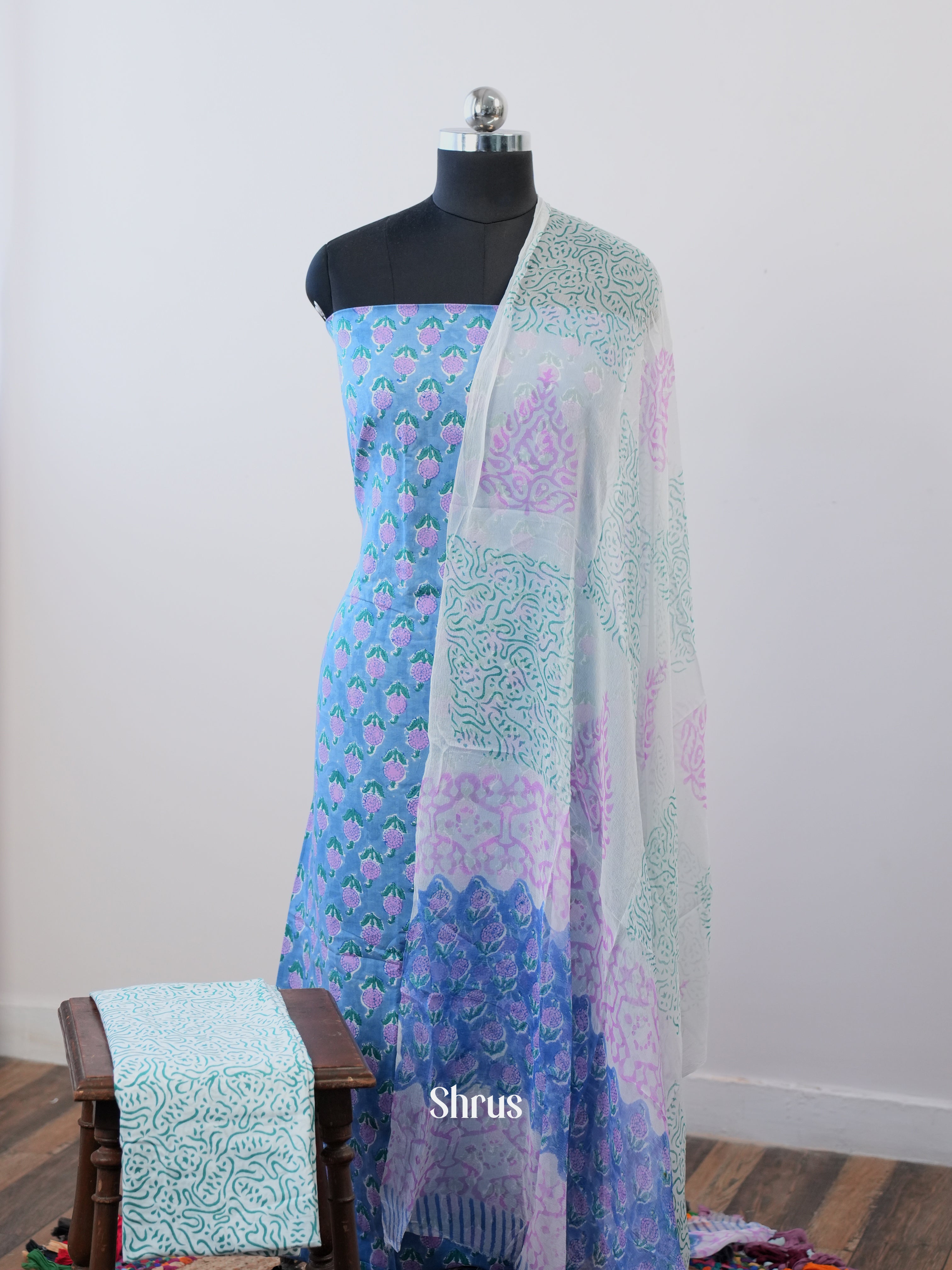 Blue & Pink- Cotton salwar