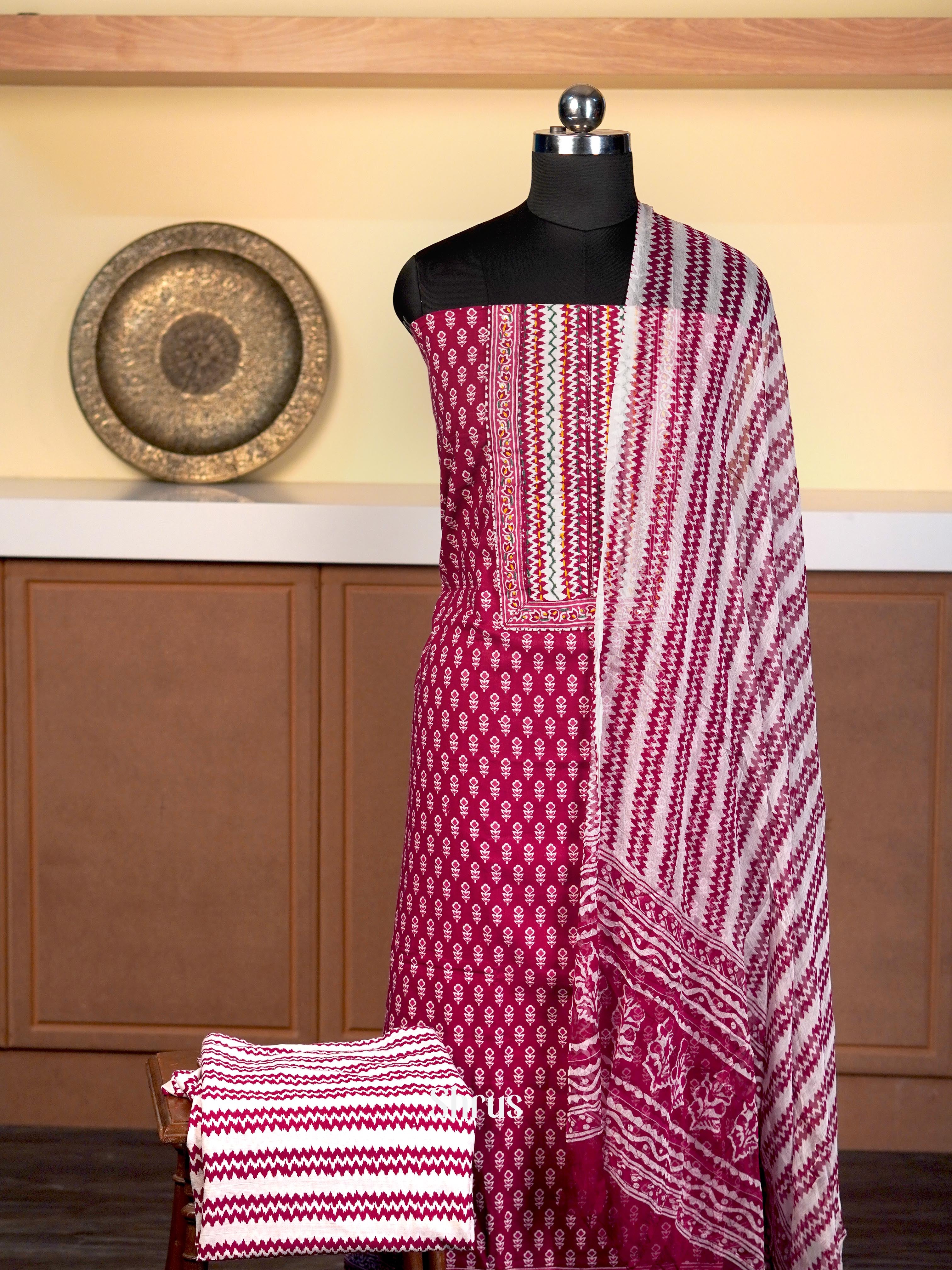 Maroon & Cream  - Cotton salwar