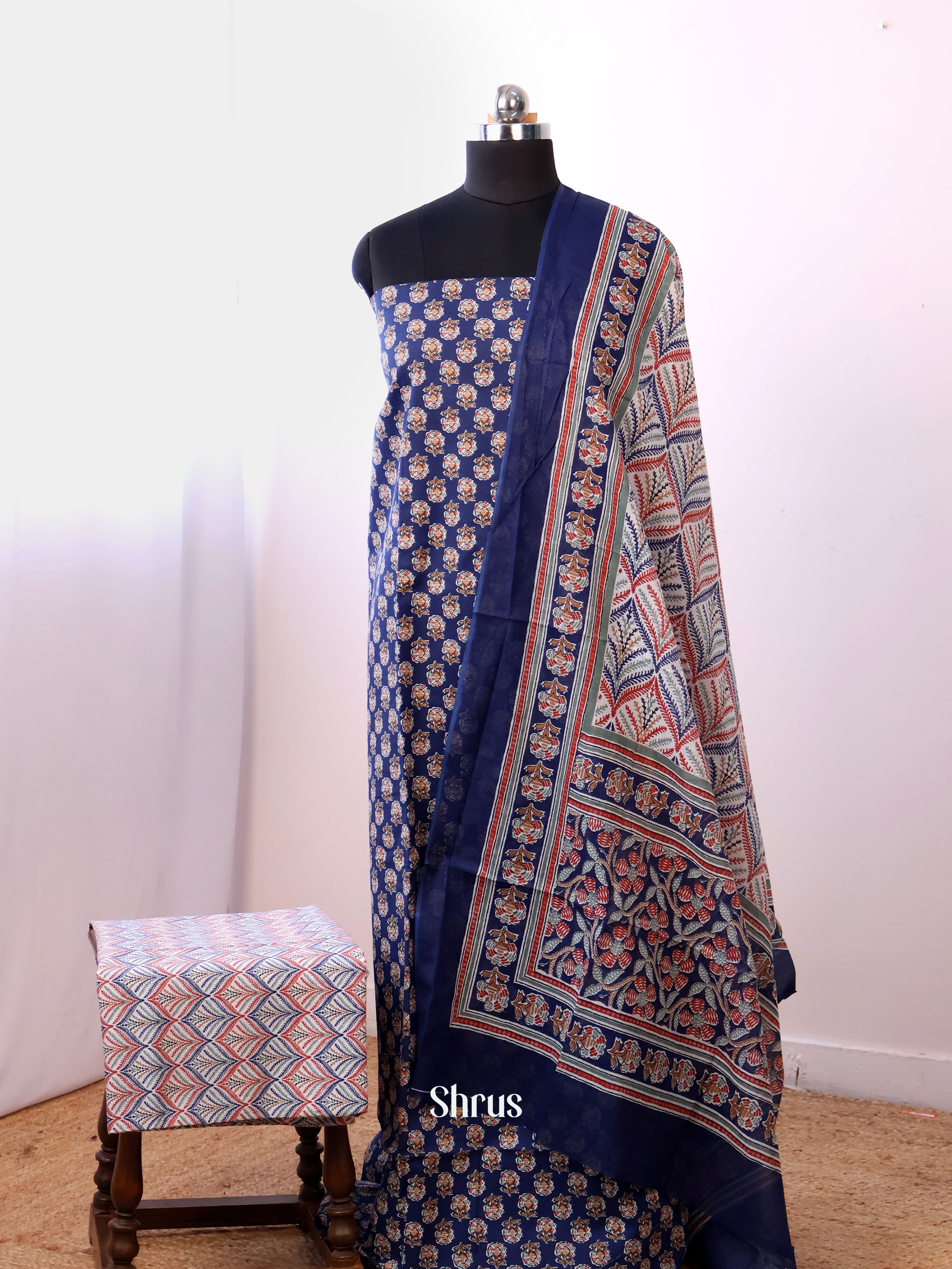 Blue & Cream - Cotton salwar