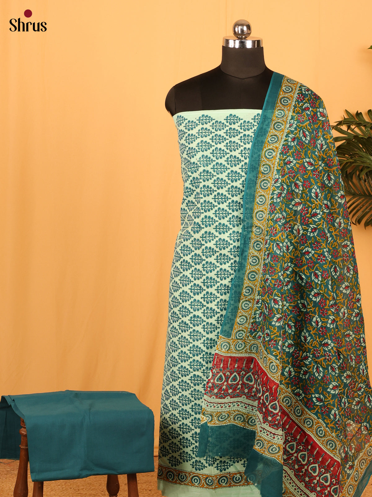 Cream & Green - Cotton salwar