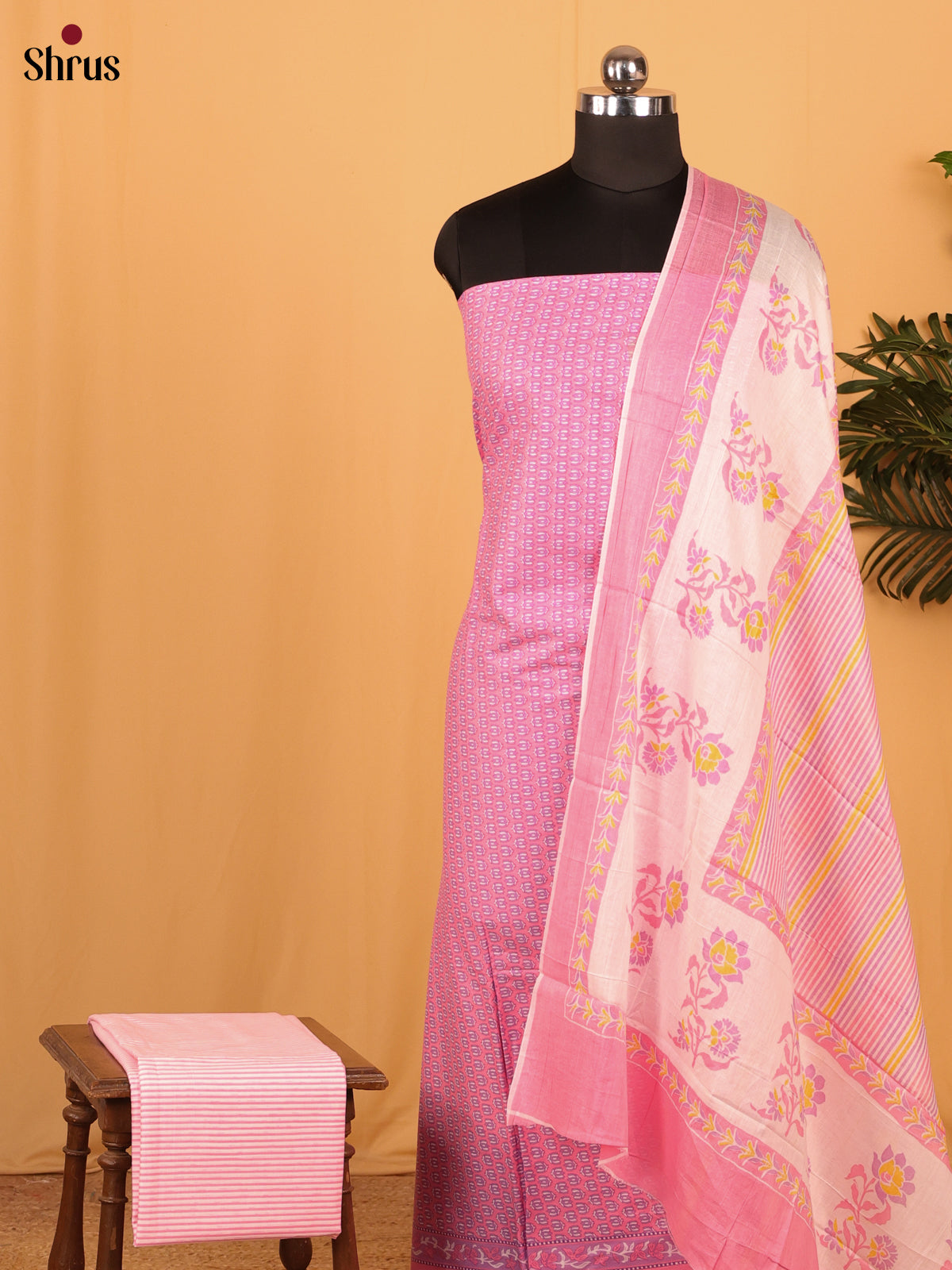 Pink & Cream- Cotton salwar - Shop on Shrus.com
