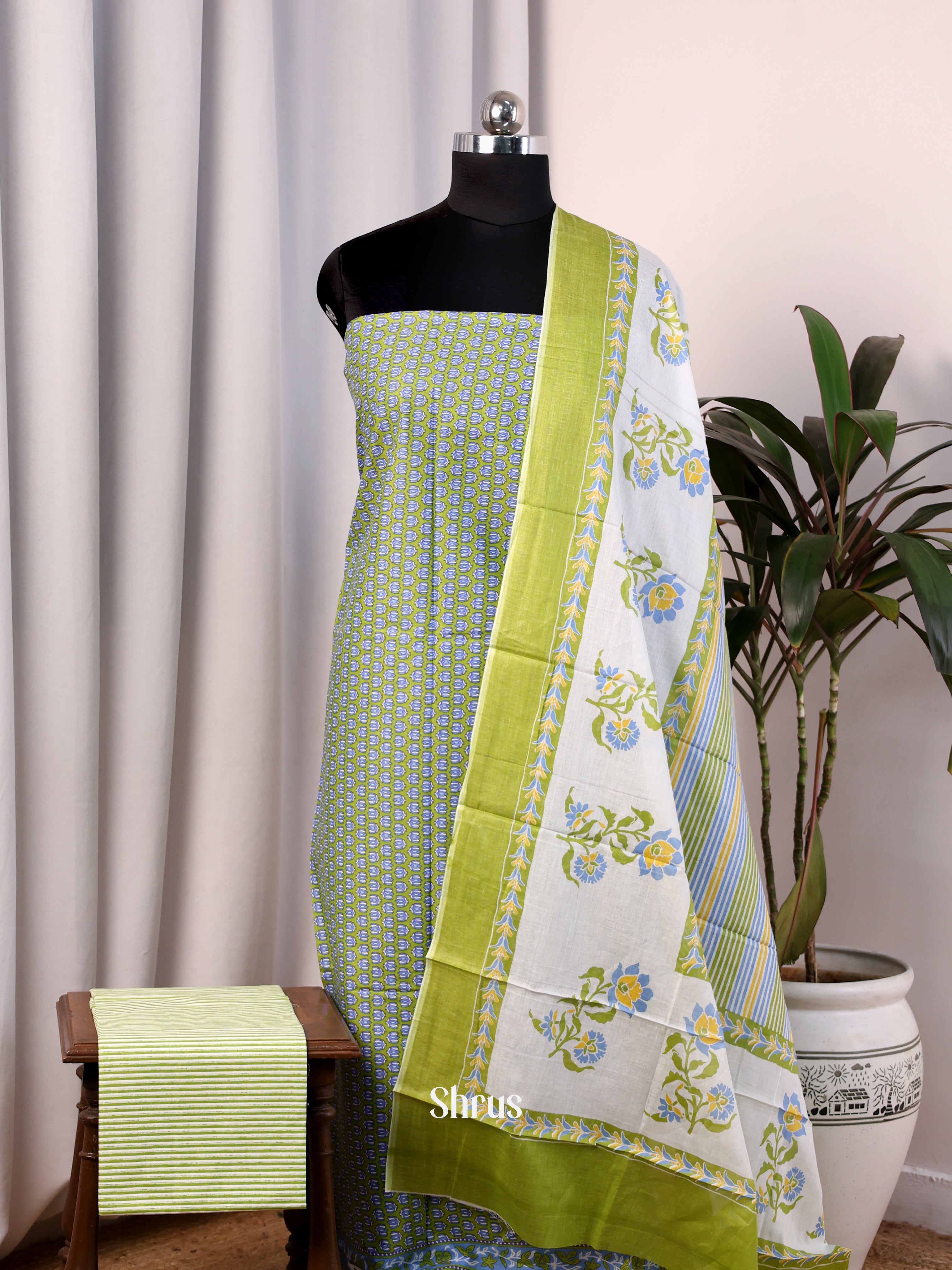 Green & White - Cotton salwar