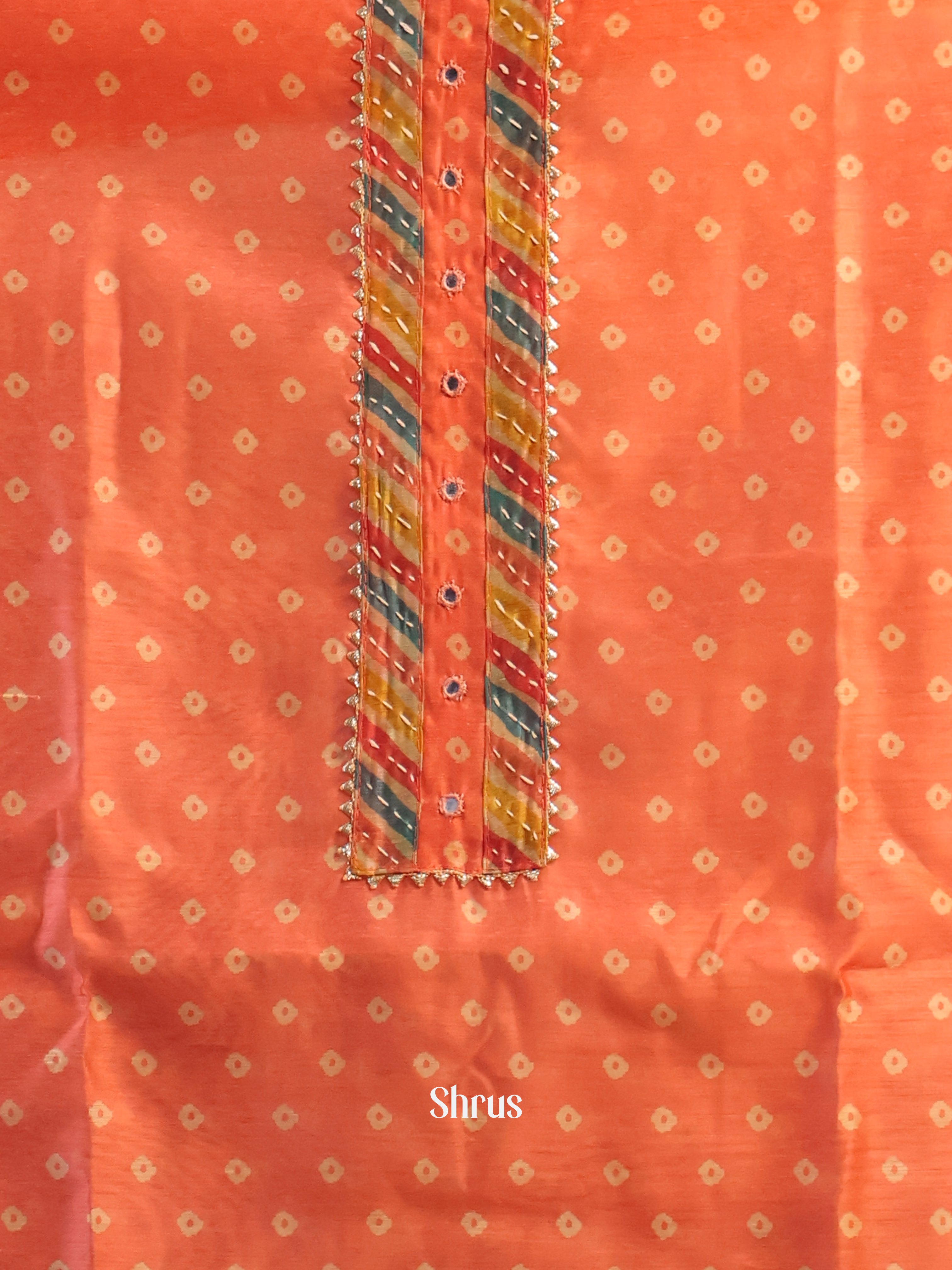 Orangish Peach & Multicolor  - Cotton salwar - Shop on Shrus.com