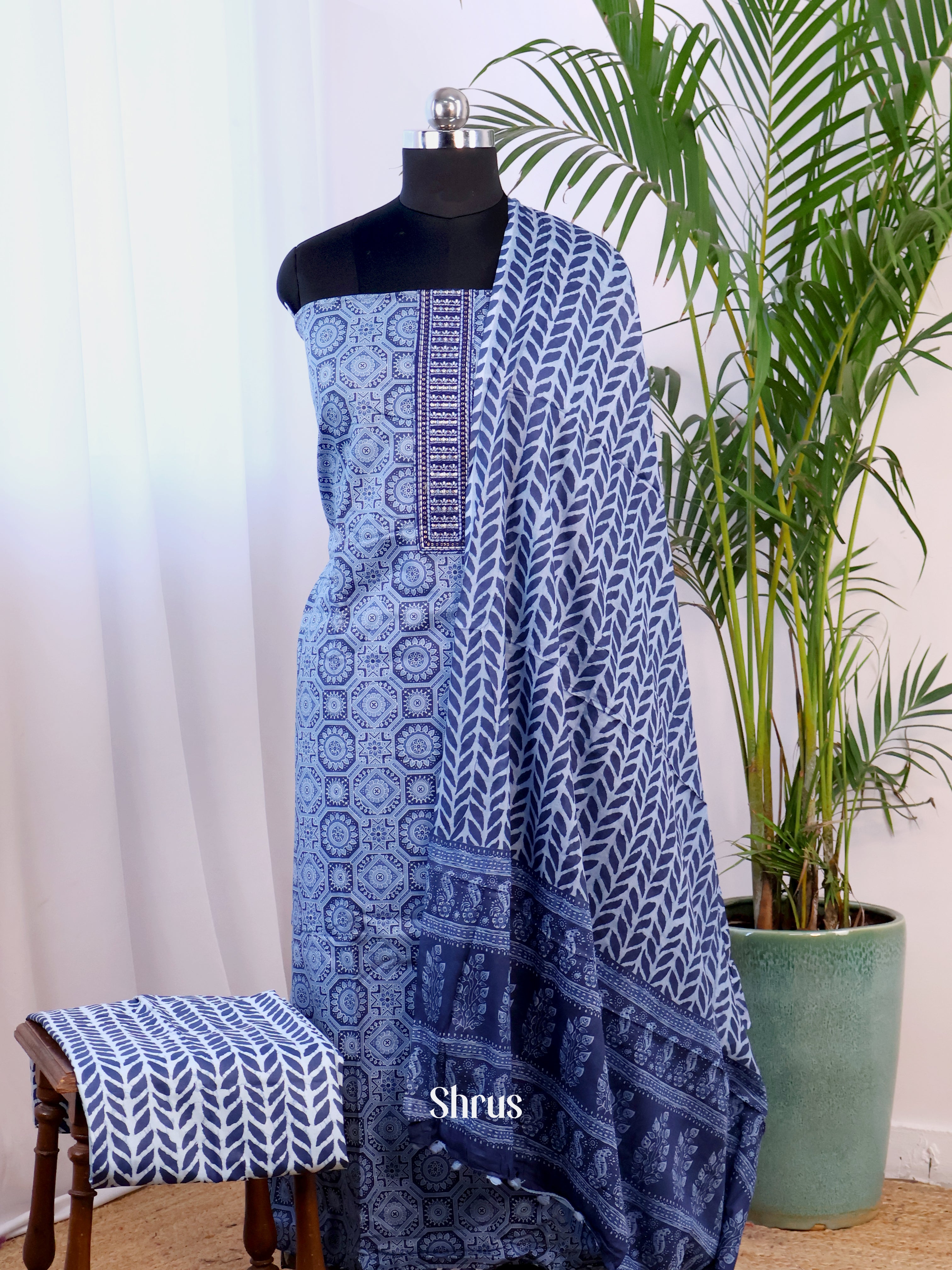 Blue - Cotton salwar - Shop on Shrus.com
