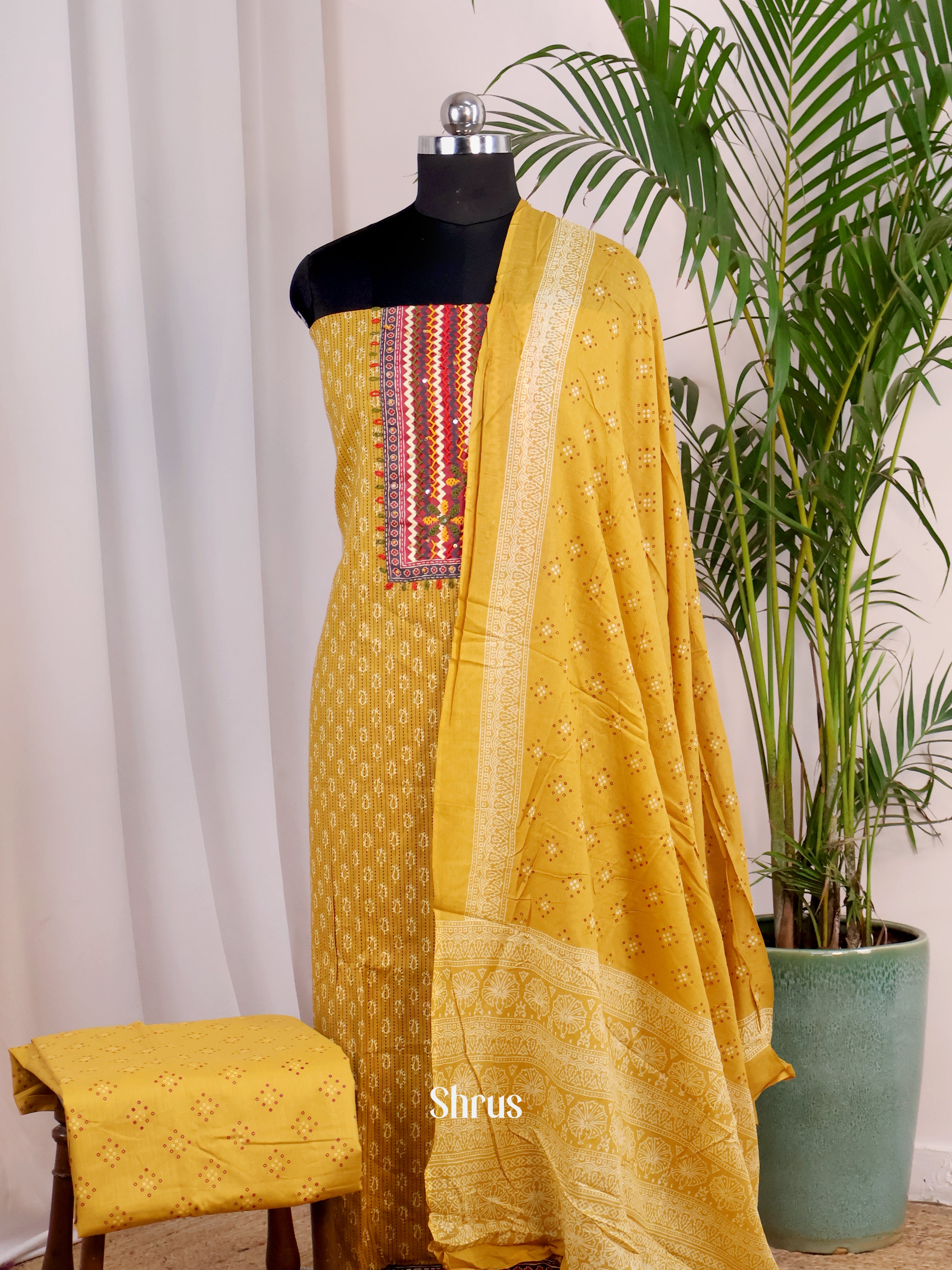 Mustard- Cotton salwar