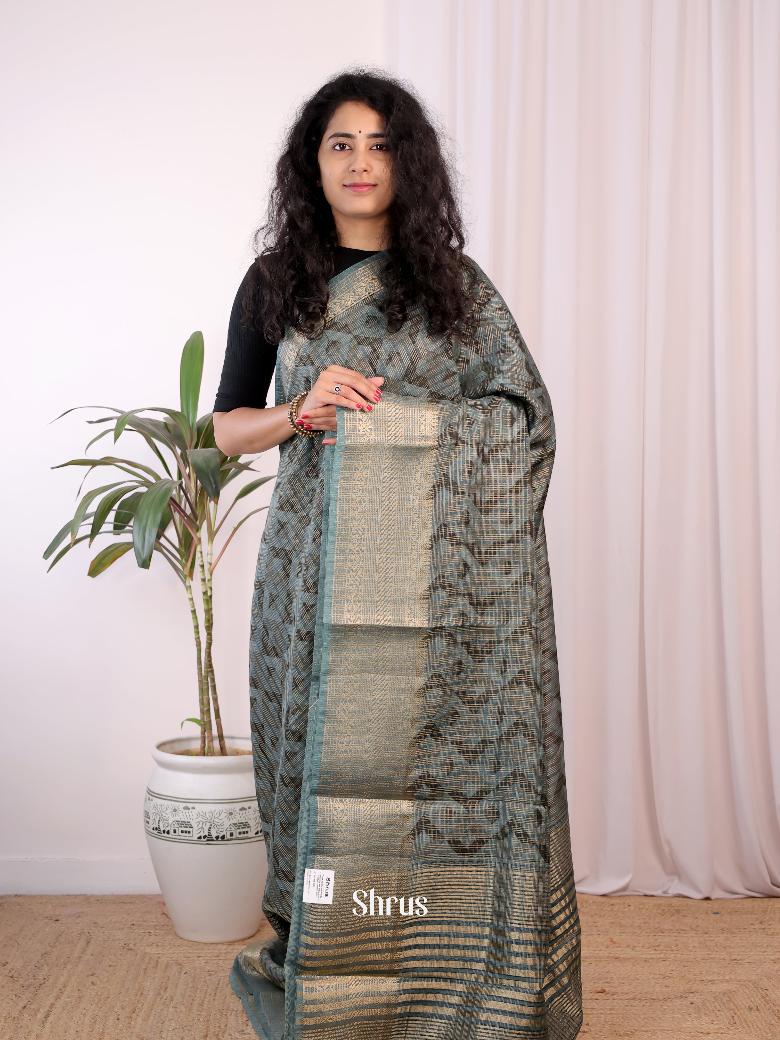 Grey  - Semi Chanderi Saree