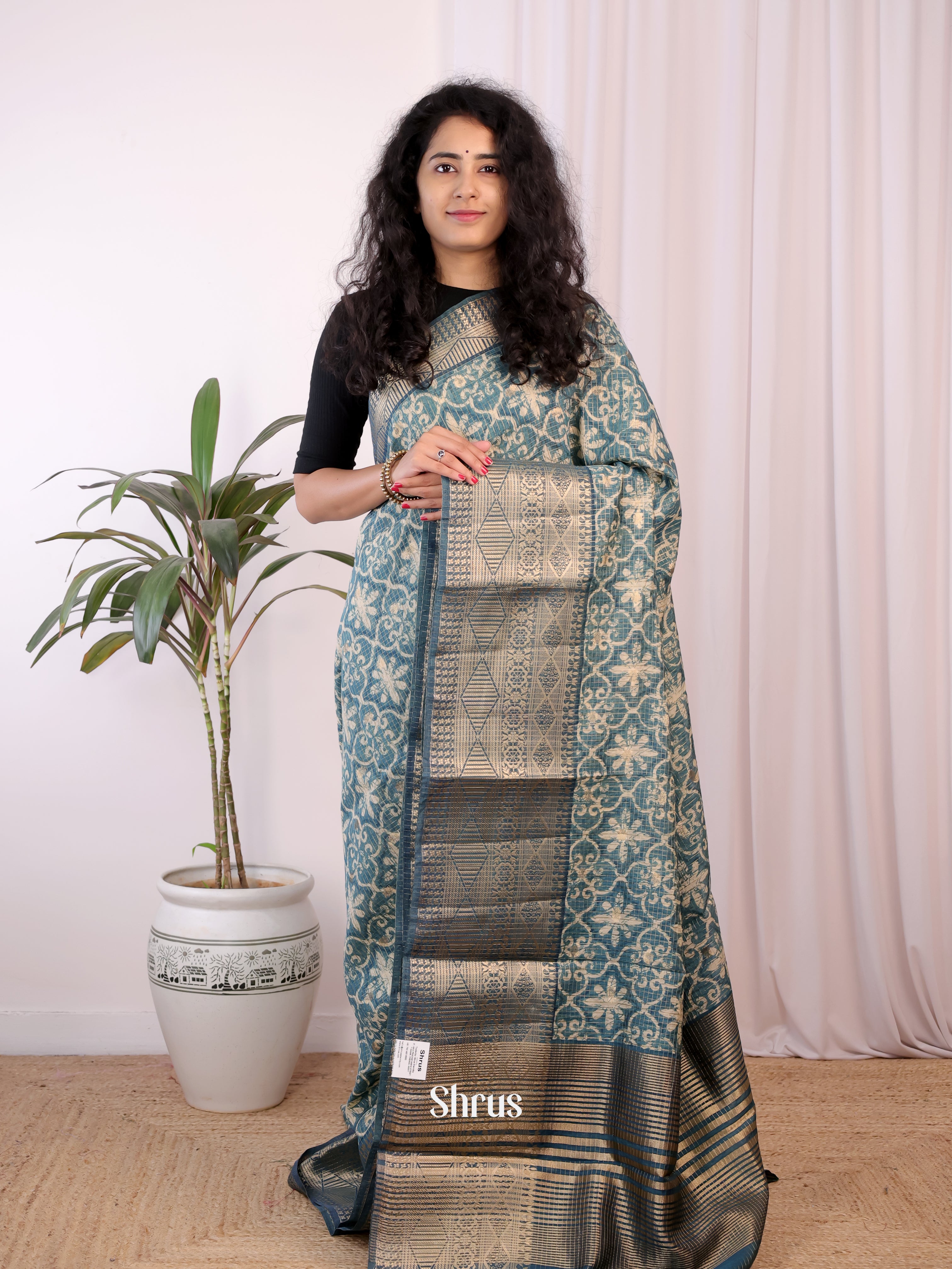 Blue - Semi Chanderi Saree