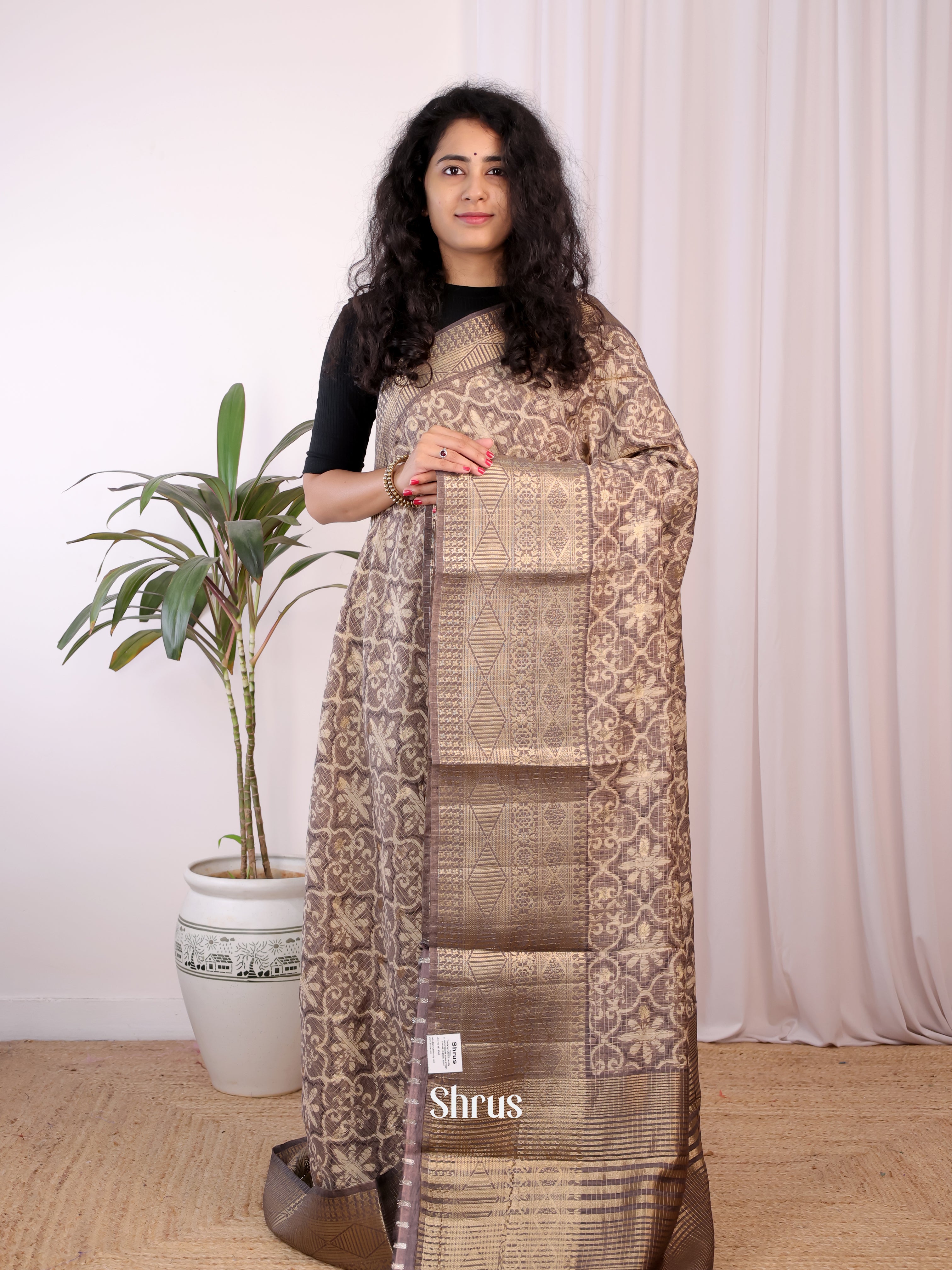 Grey - Semi Chanderi Saree