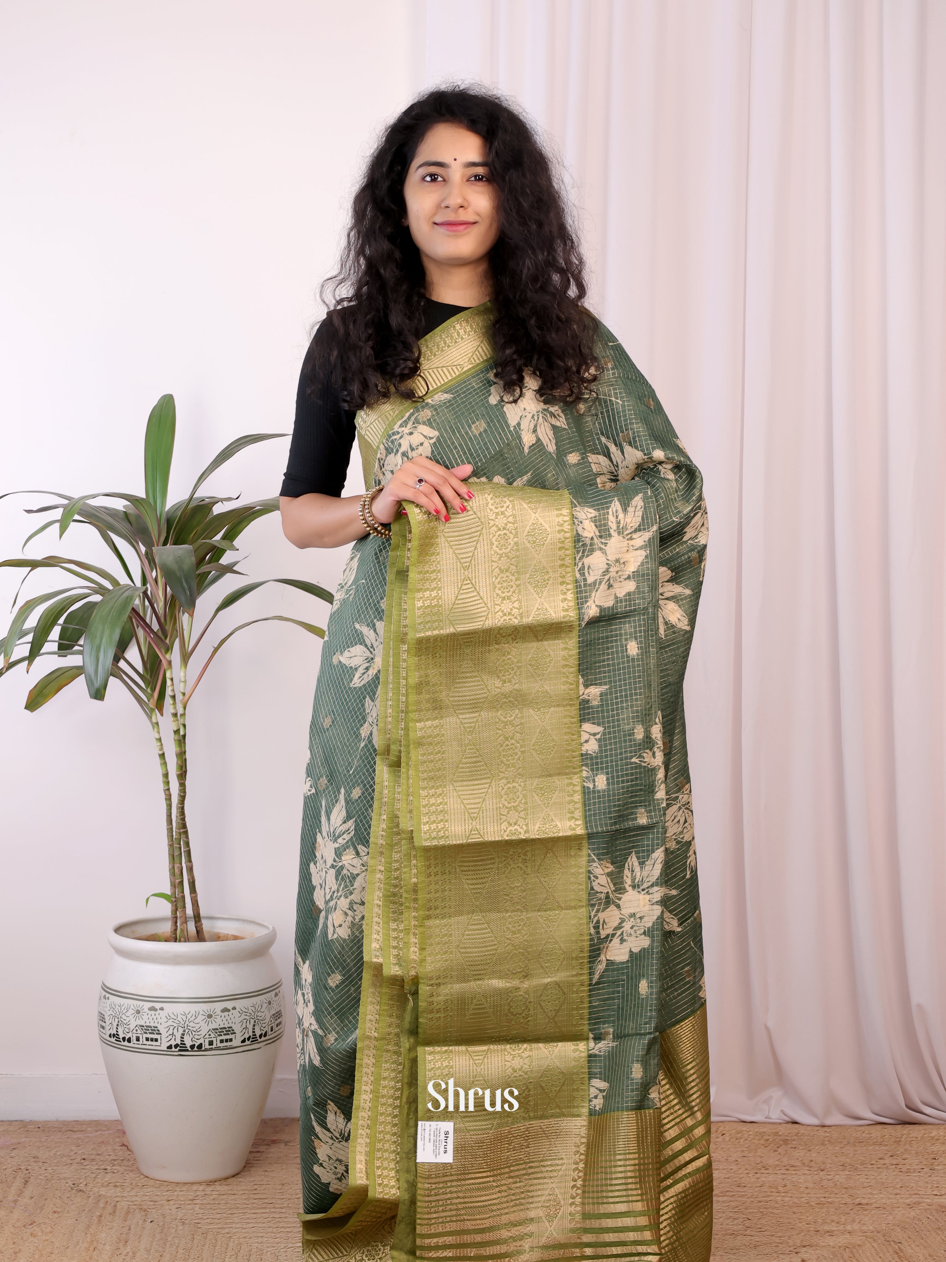 Green  - Semi Chanderi Saree