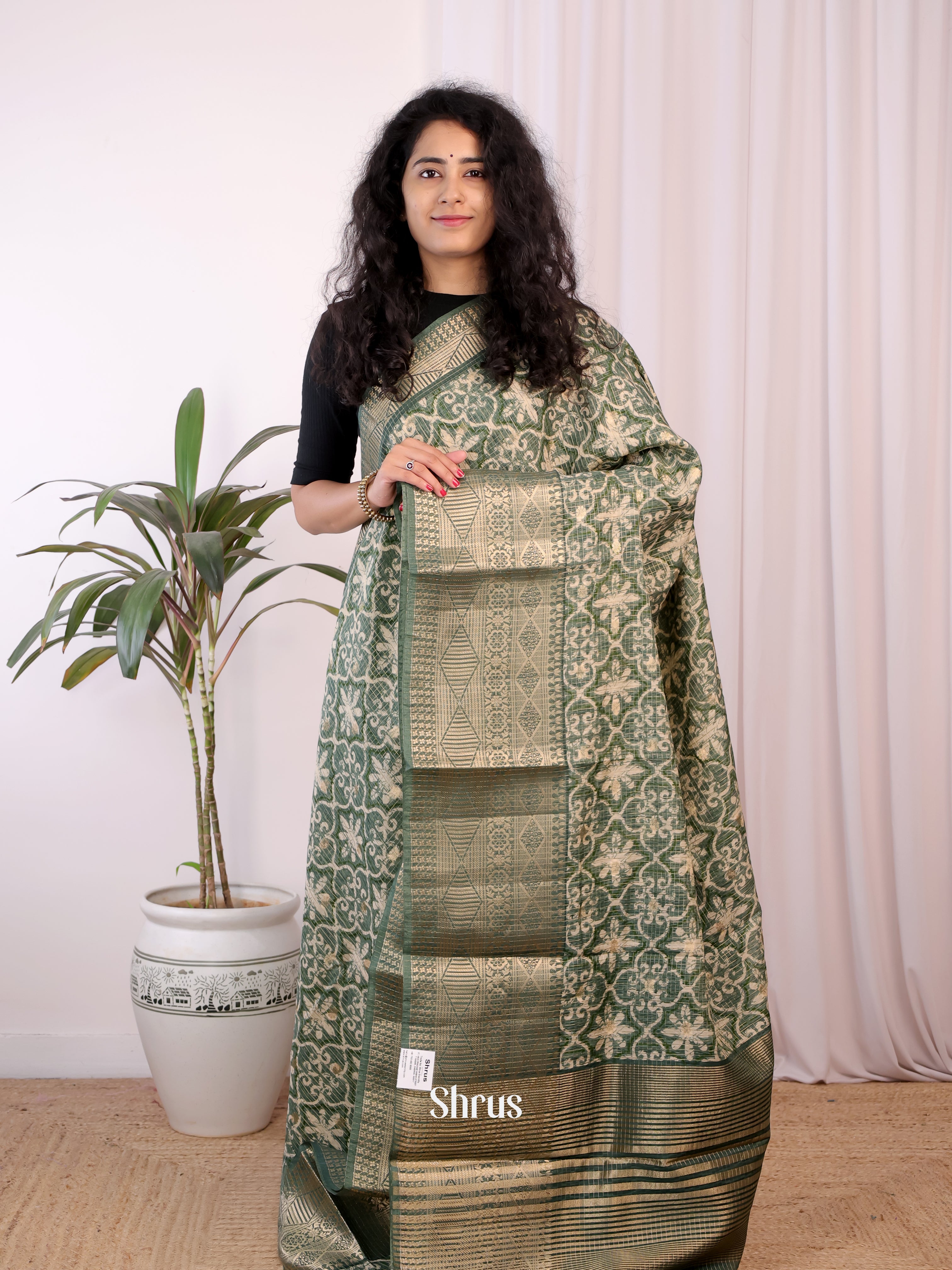 Green - Semi Chanderi Saree