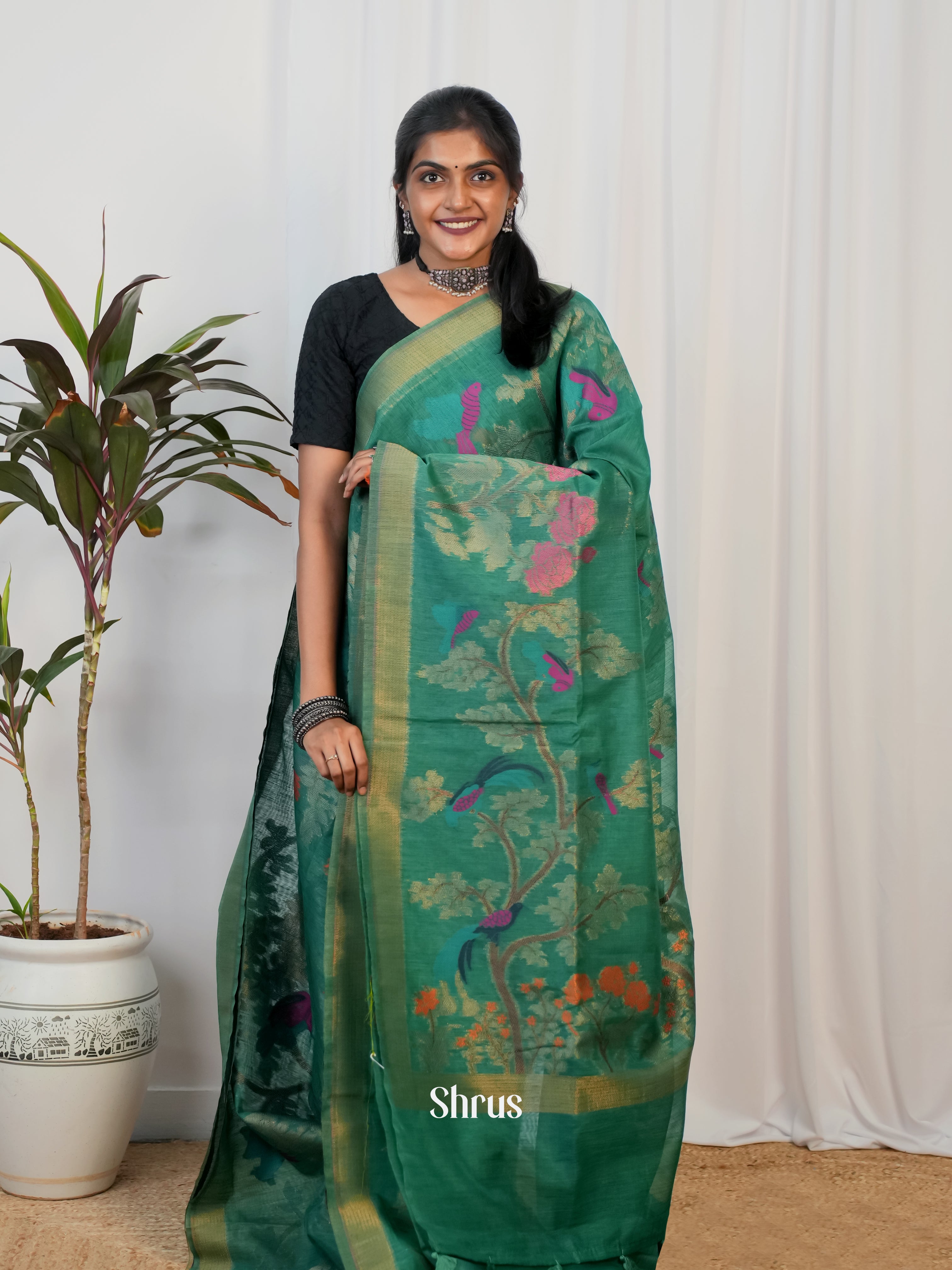 Green  - Semi Jute Saree