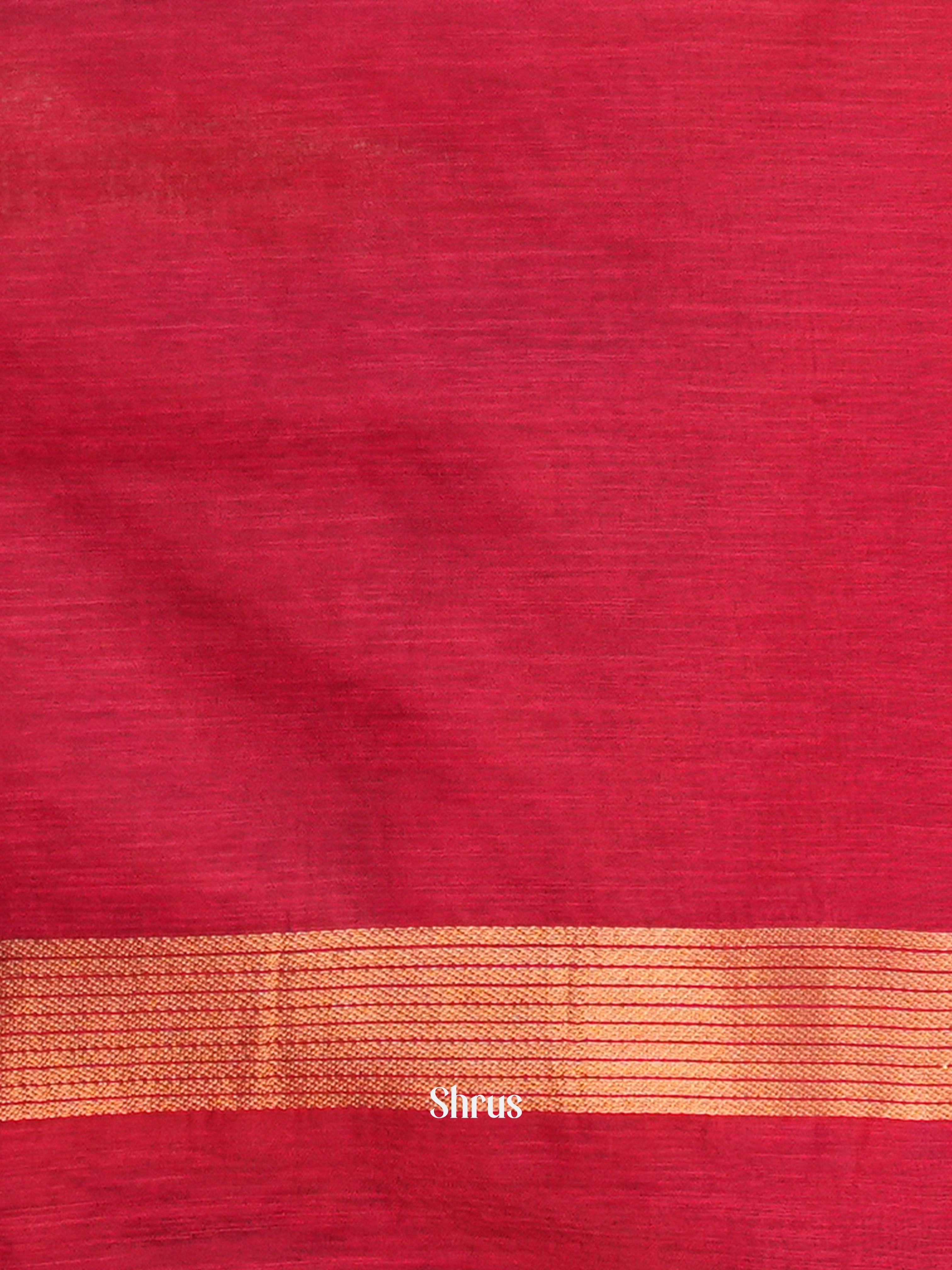 Red - Semi Jute Saree