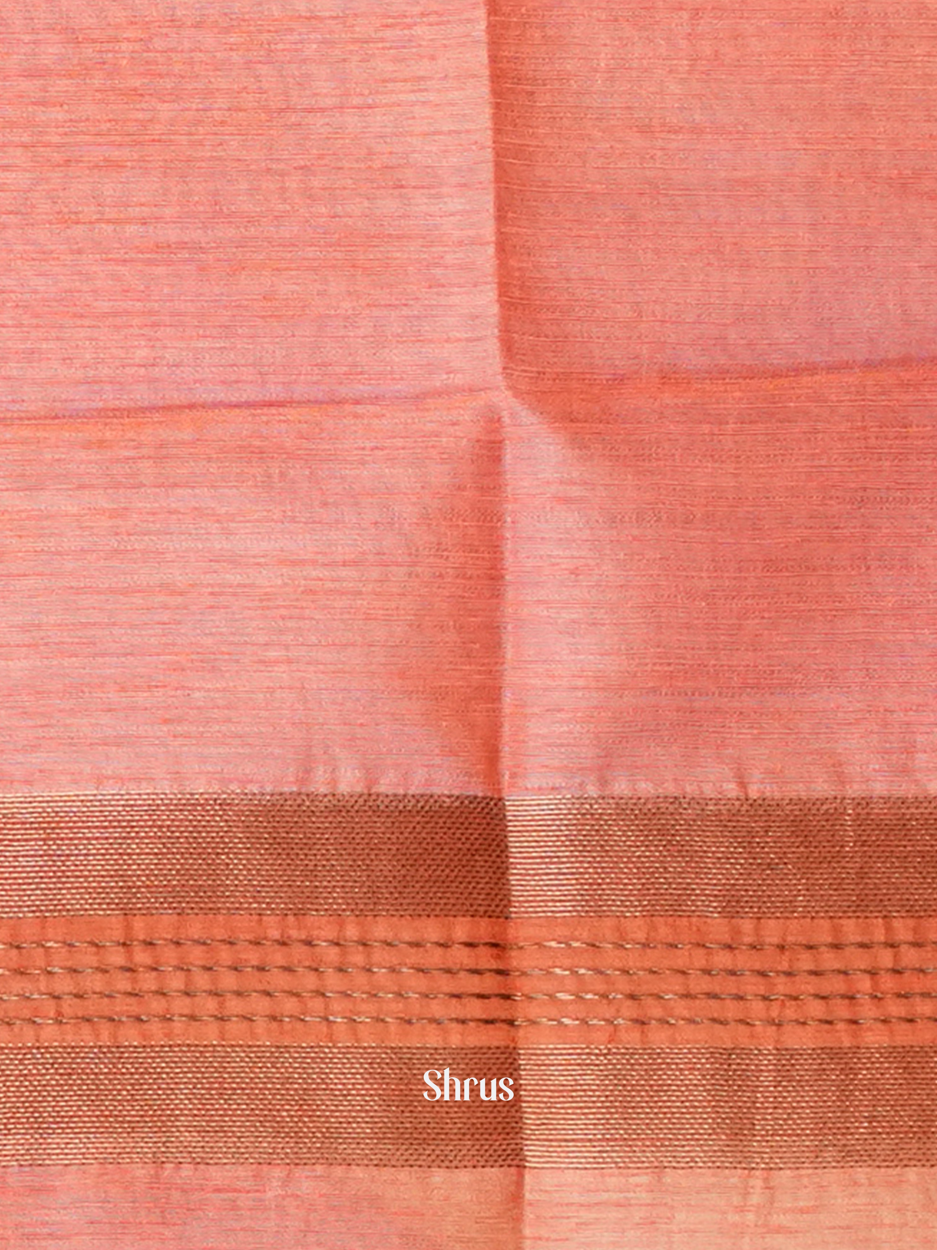 Peachish Pink - Semi Jute Saree