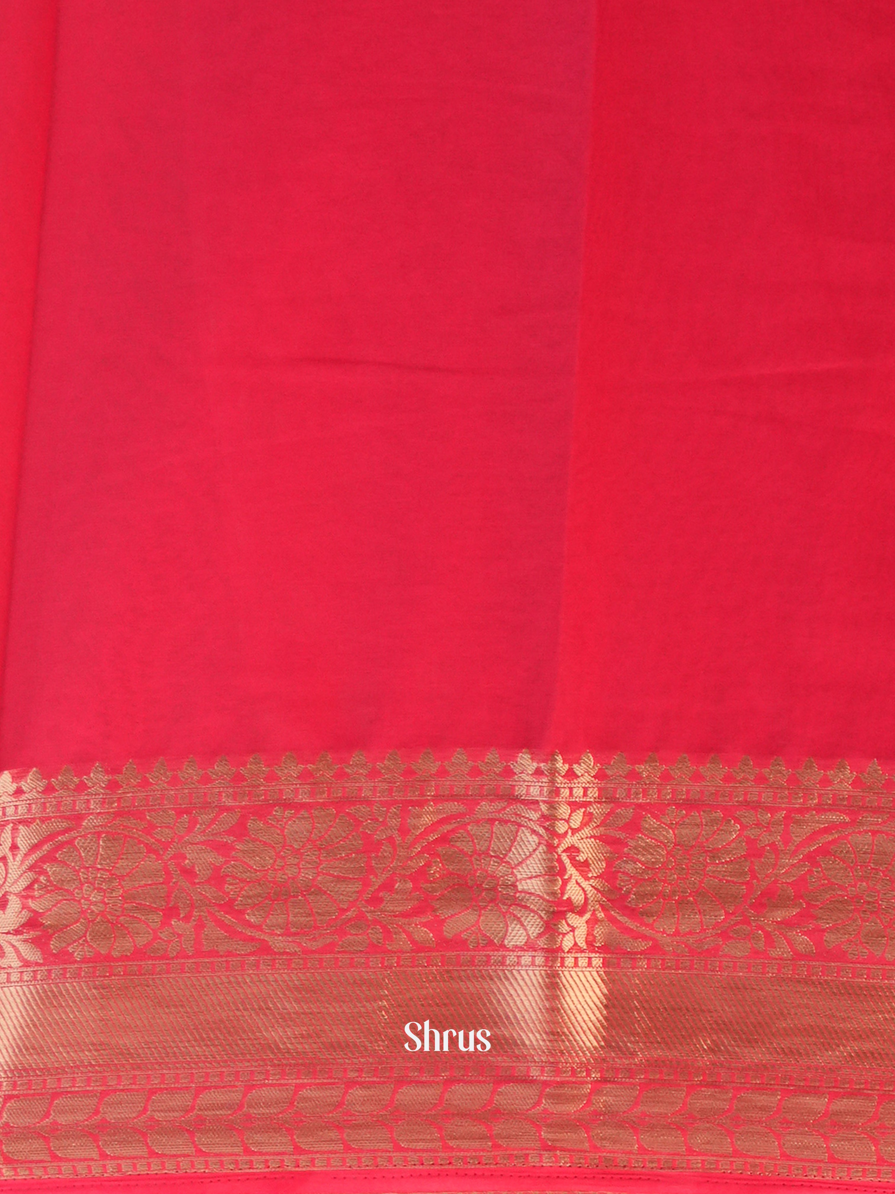 Reddish Pink - Semi Georgette Saree