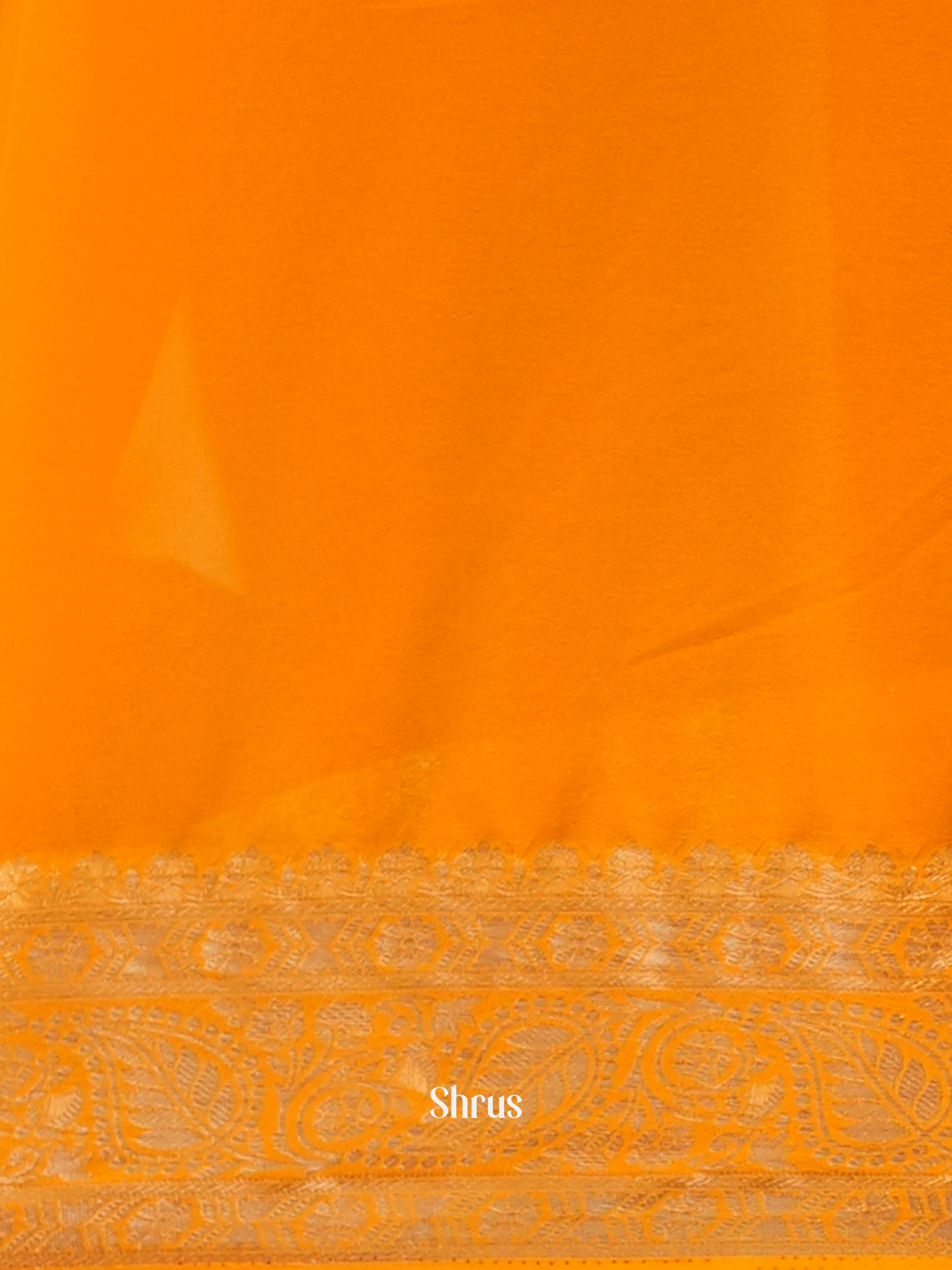 Orange - Semi Georgette Saree