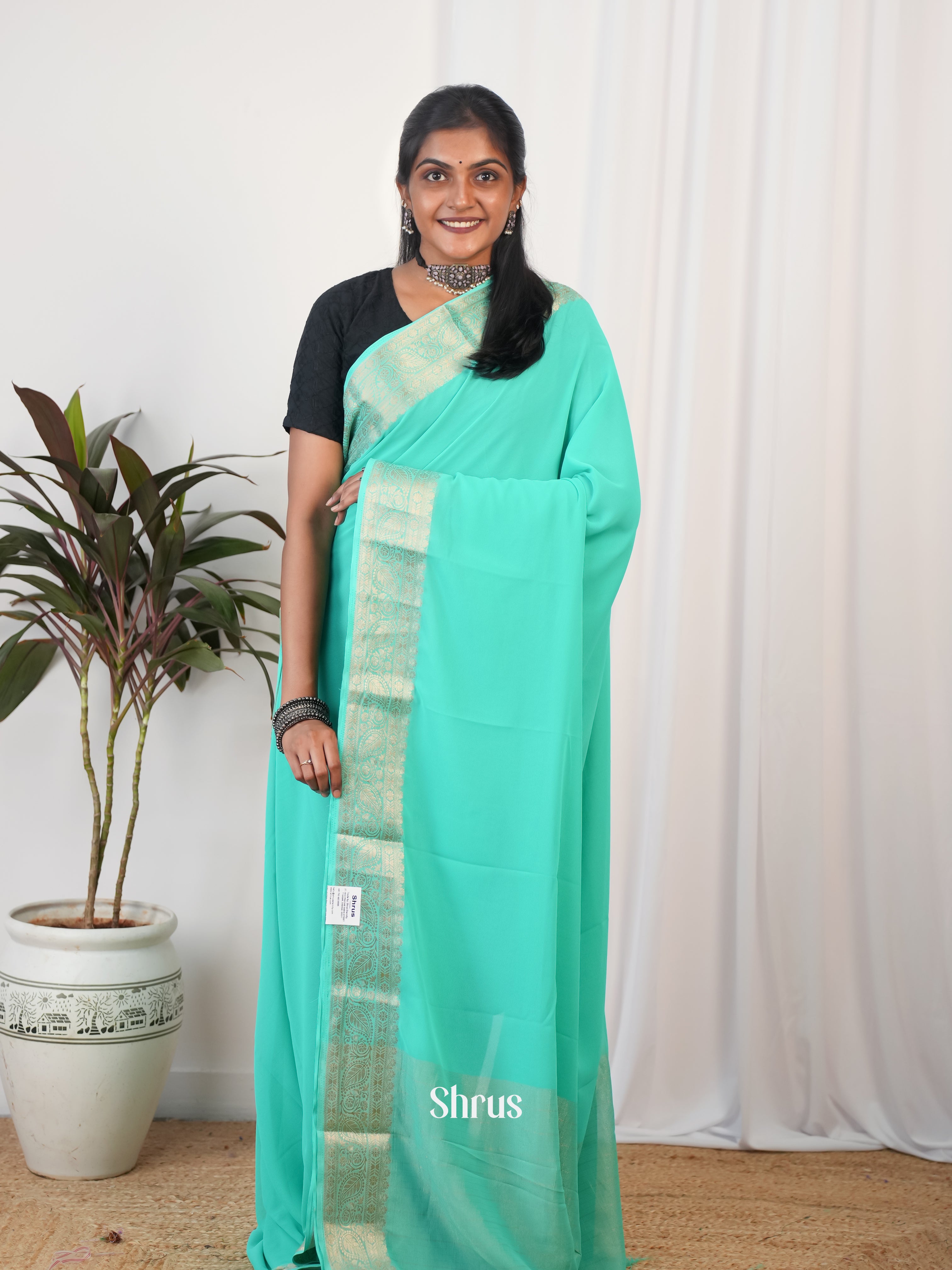 Turquoise- Semi Georgette Saree