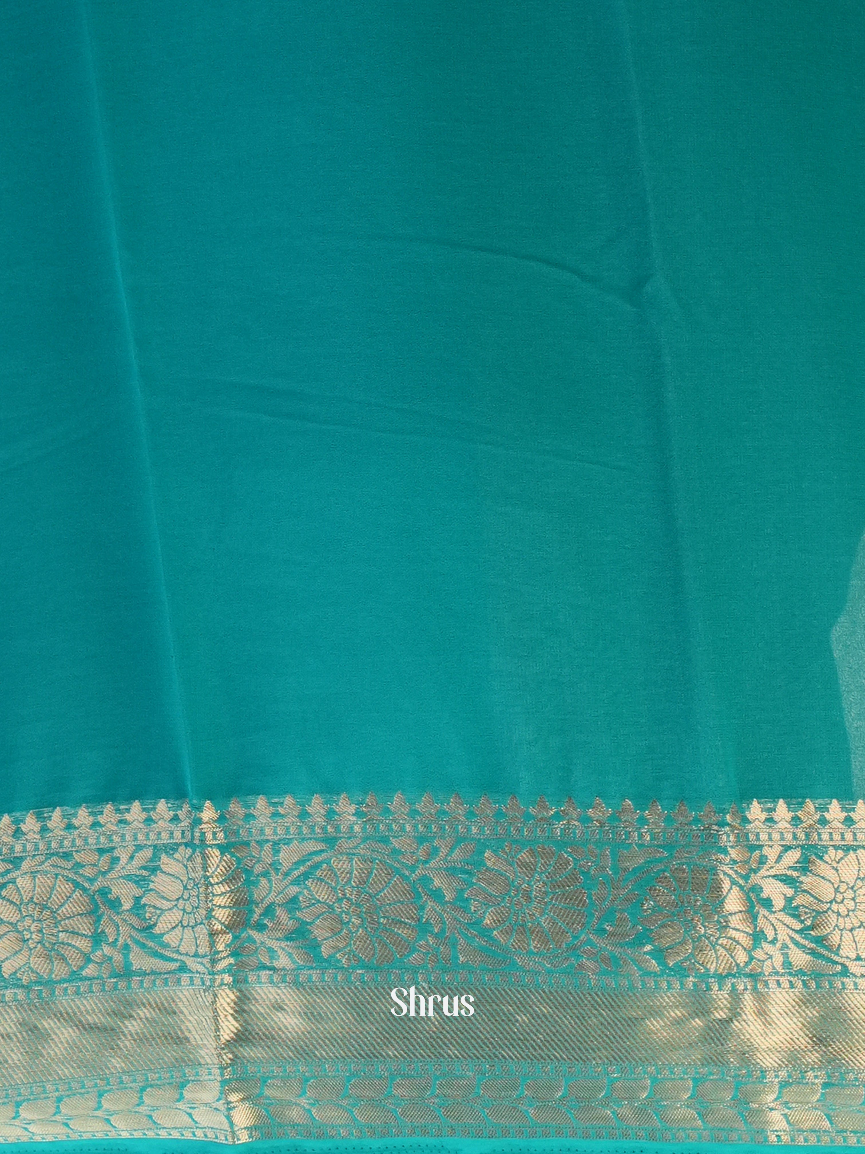 Teal - Semi Georgette Saree