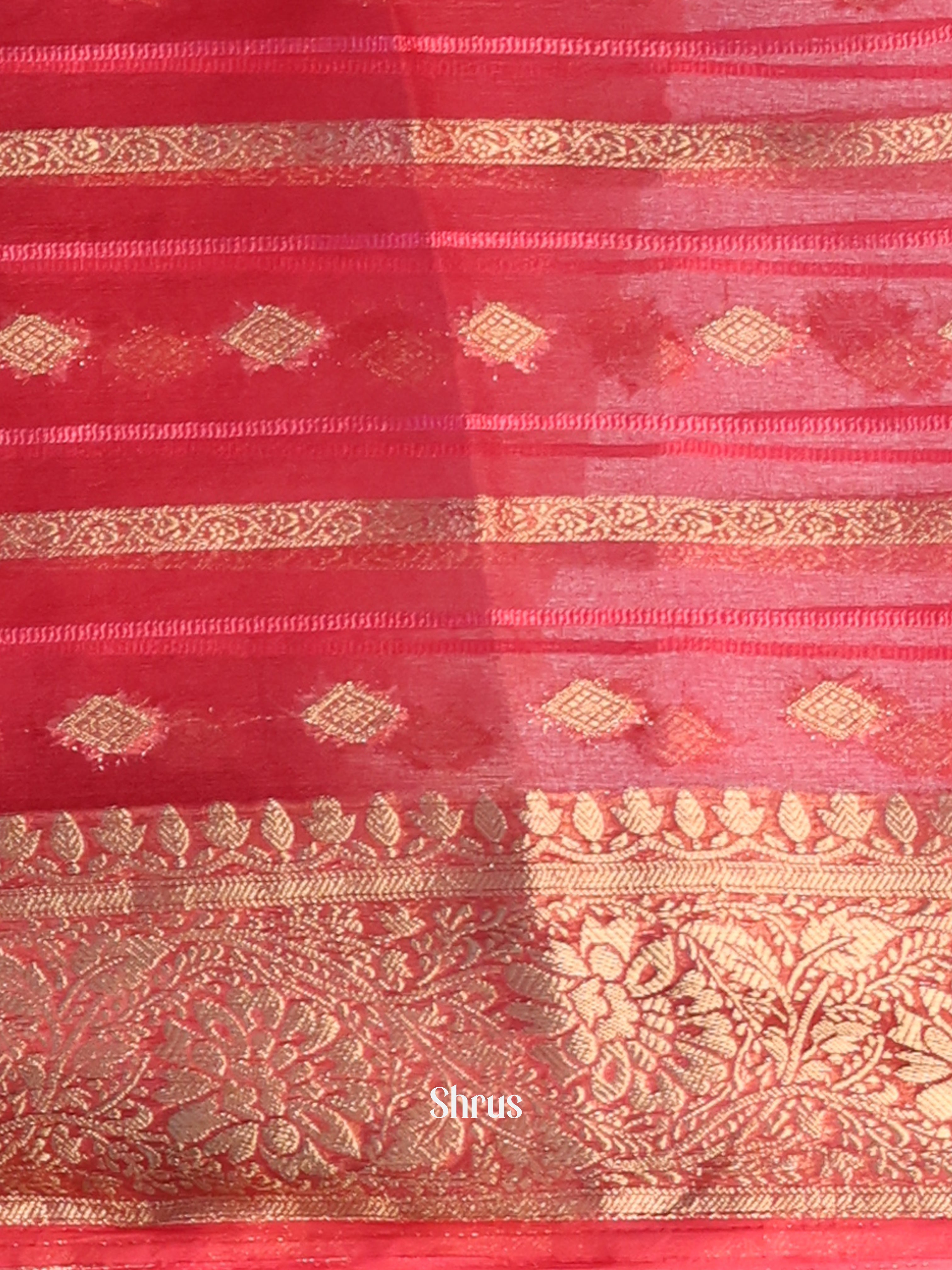 Pink - Semi Organza Saree