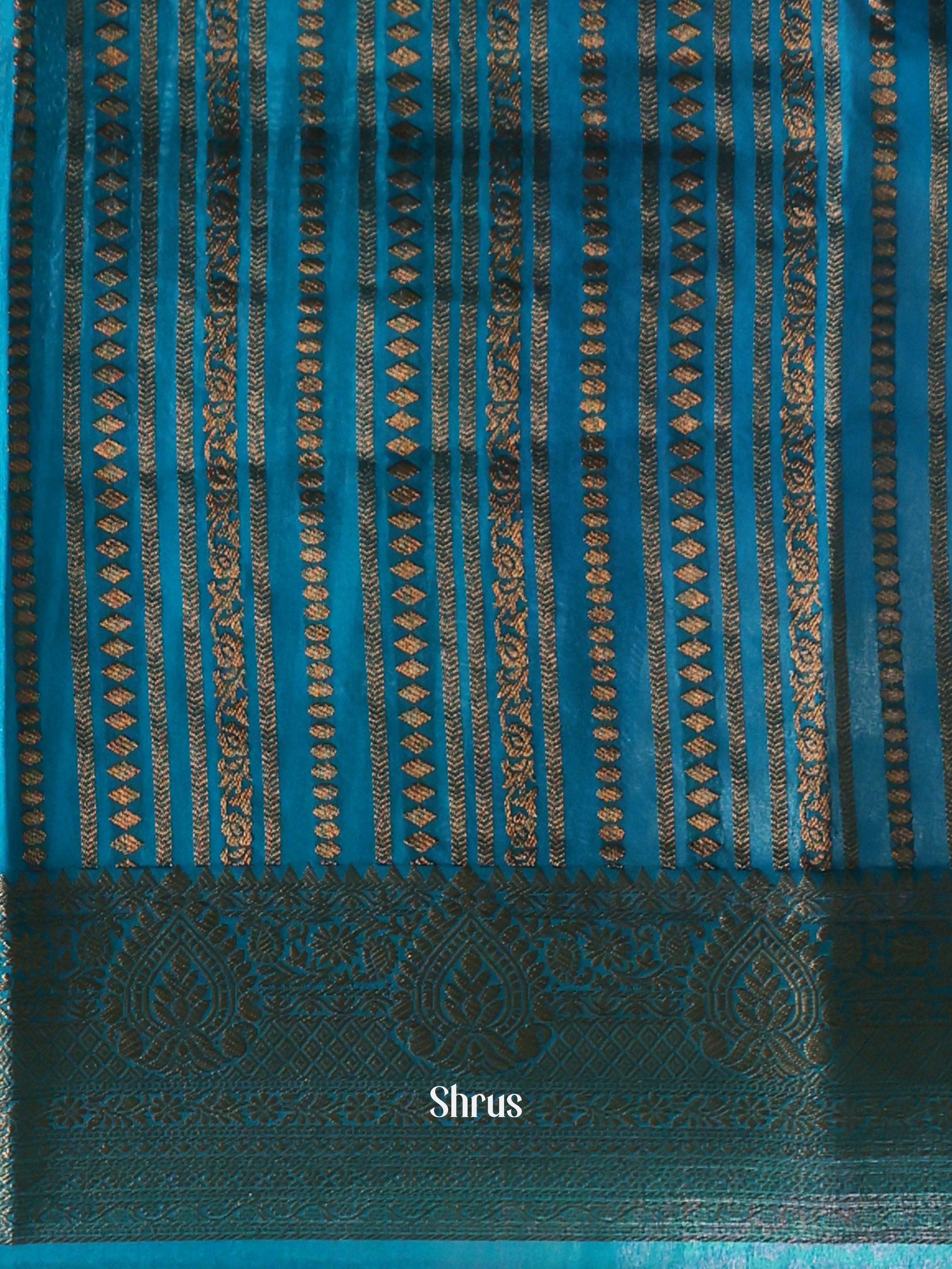 Blue & Teal - Semi Organza Saree