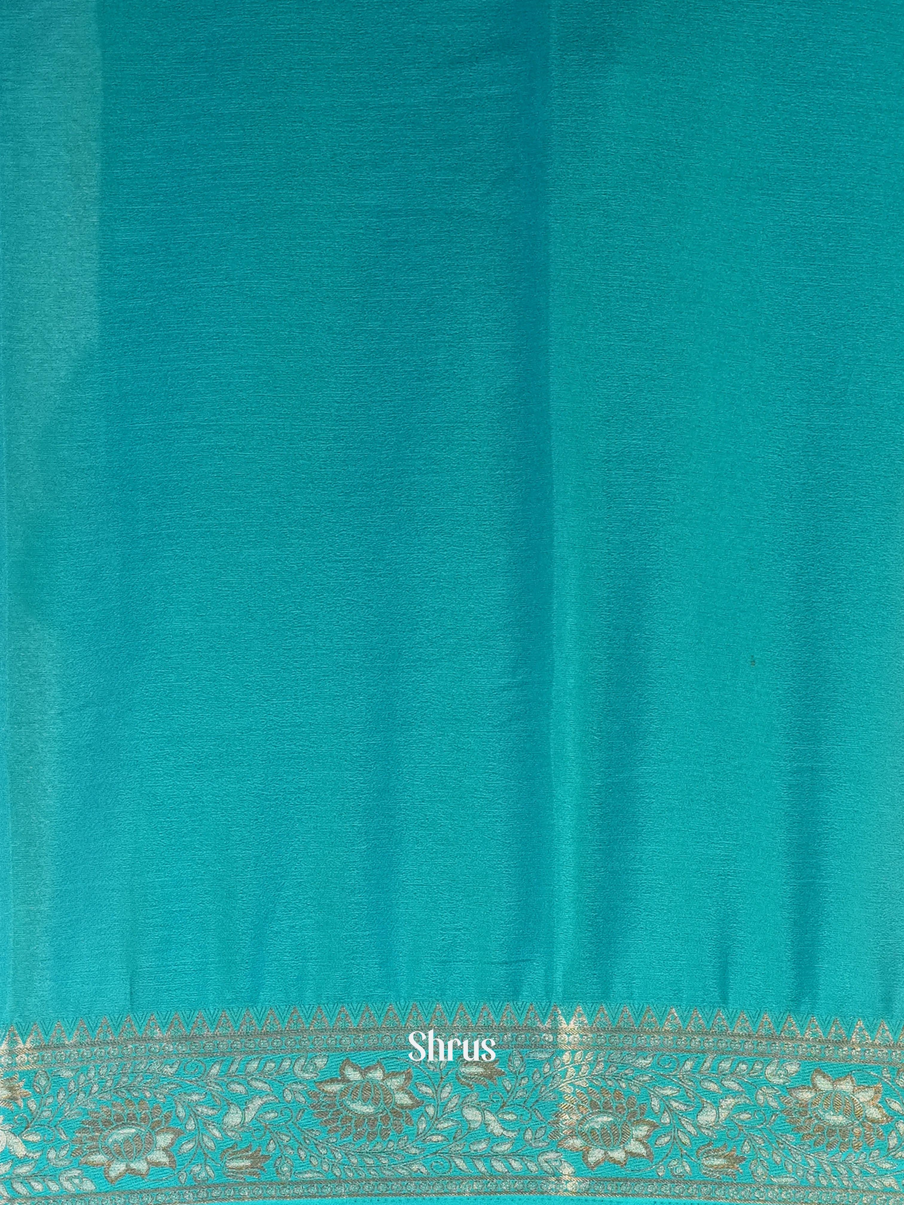 Teal - Semi Mysoresilk Saree