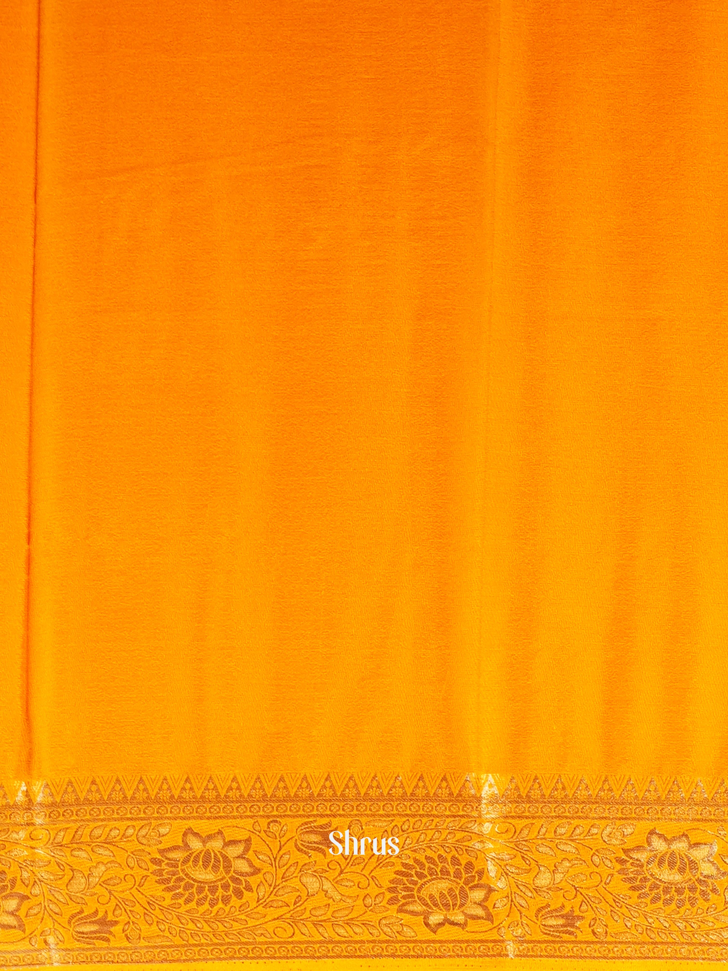 Orange - Semi Mysoresilk Saree