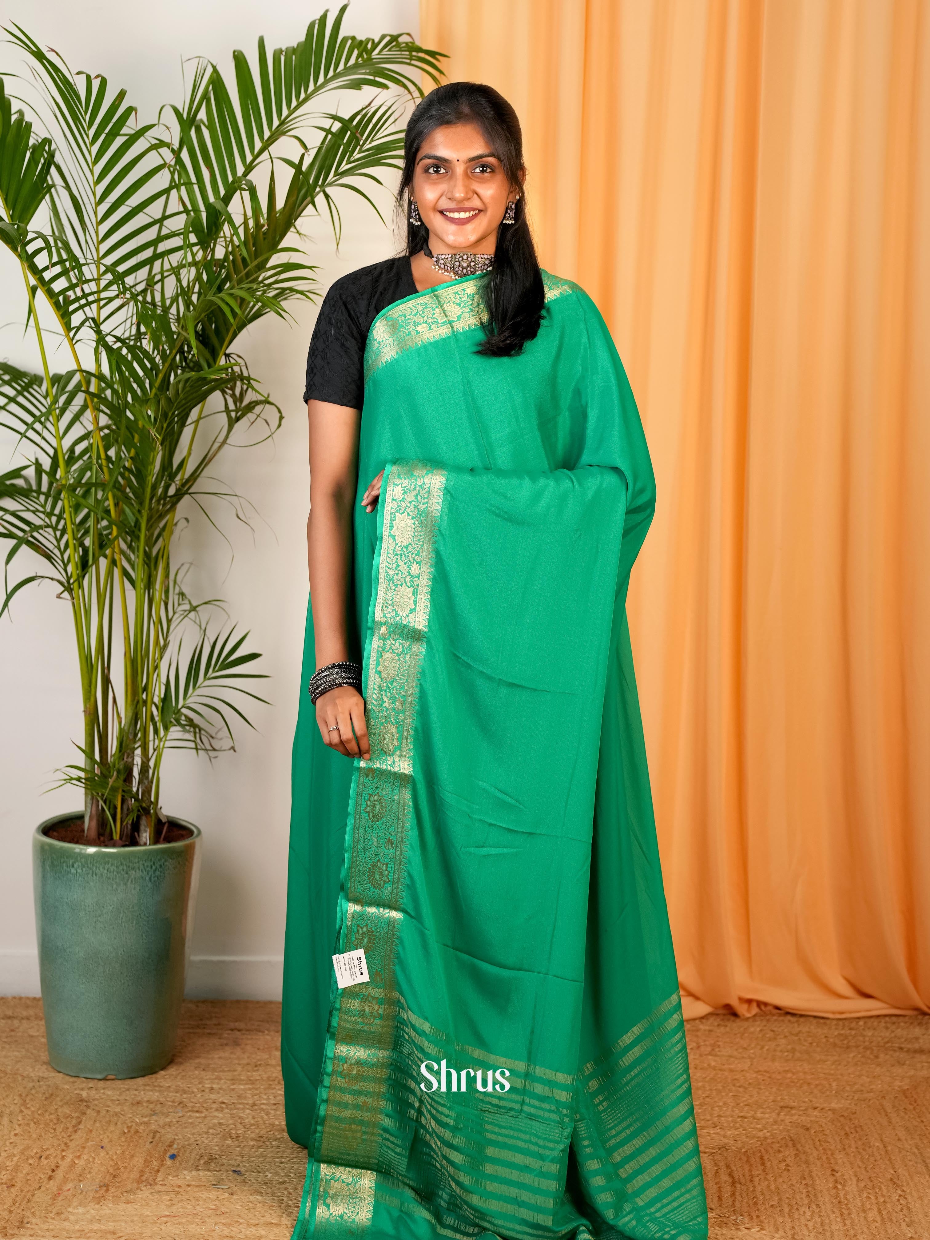 Green - Semi Mysoresilk Saree